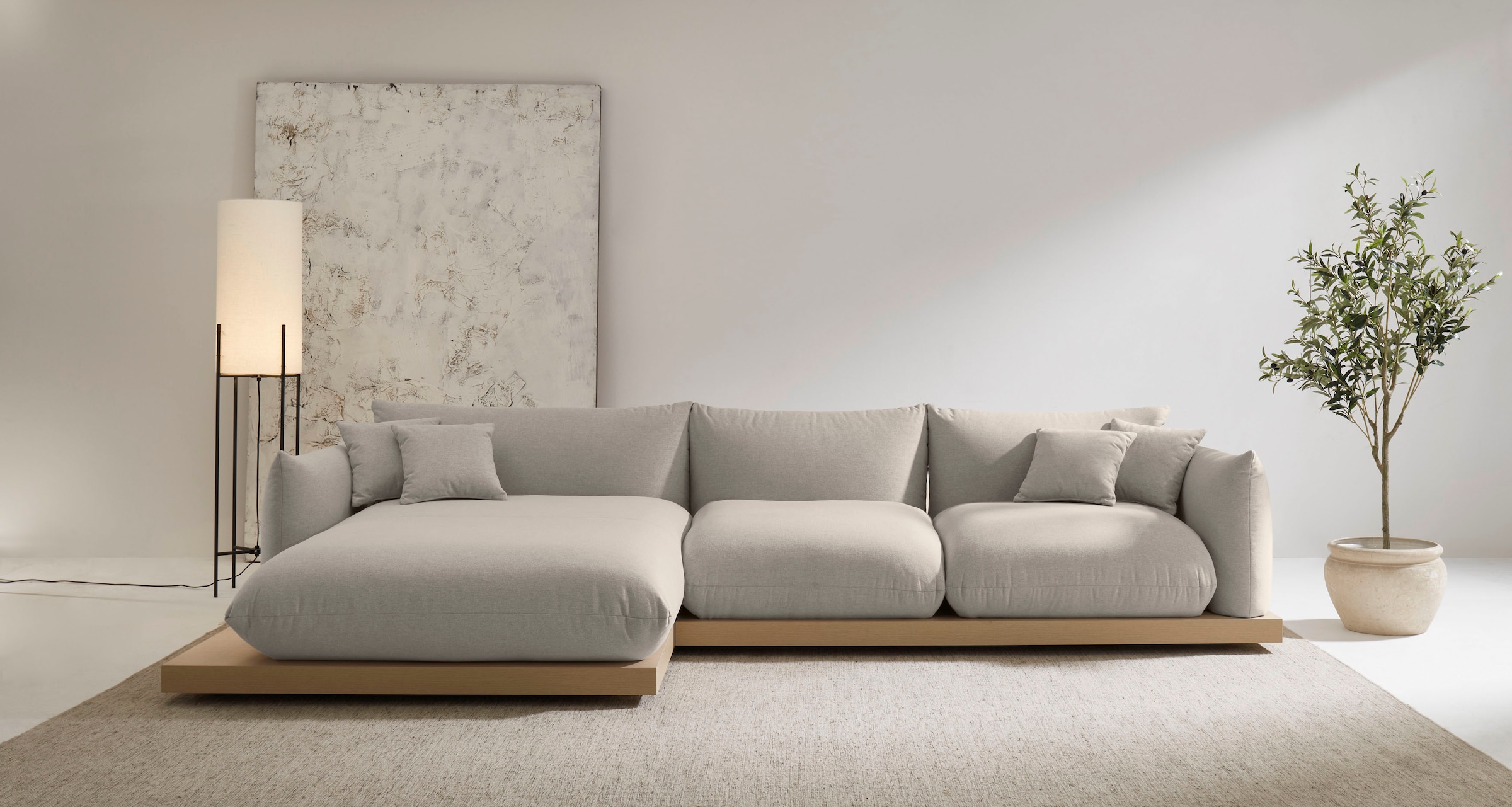 OTTO home Ecksofa "Kalix, Polsterecke mit kräftigem Holz-Plateau, moderne C günstig online kaufen