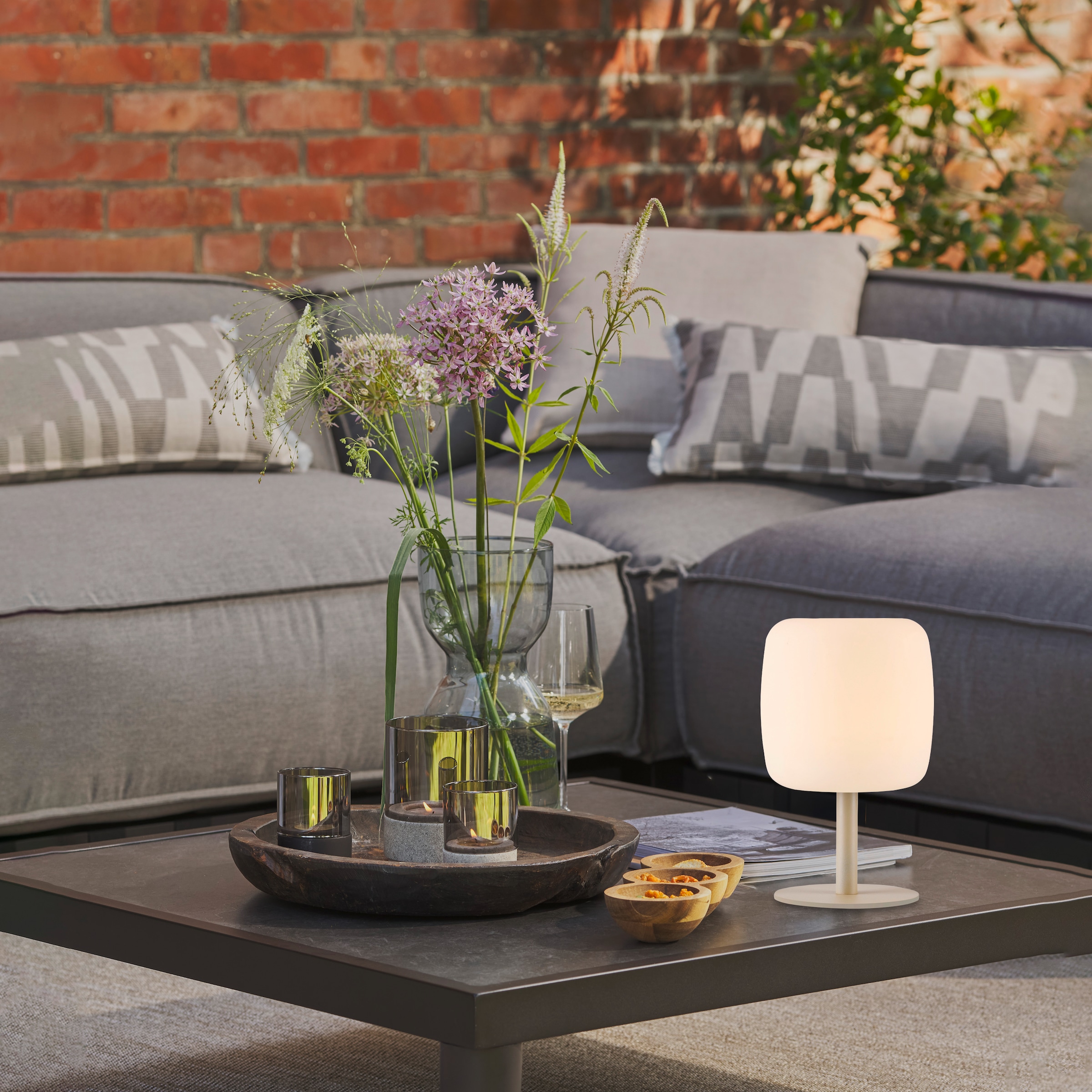 SCHÖNER WOHNEN-Kollektion LED Außen-Tischleuchte »LUMARA« LED-Board 1 Stk. Warmweiß Kabellose Akku-Lampe, dimmbar, IP54, Macchiato – für innen & außen