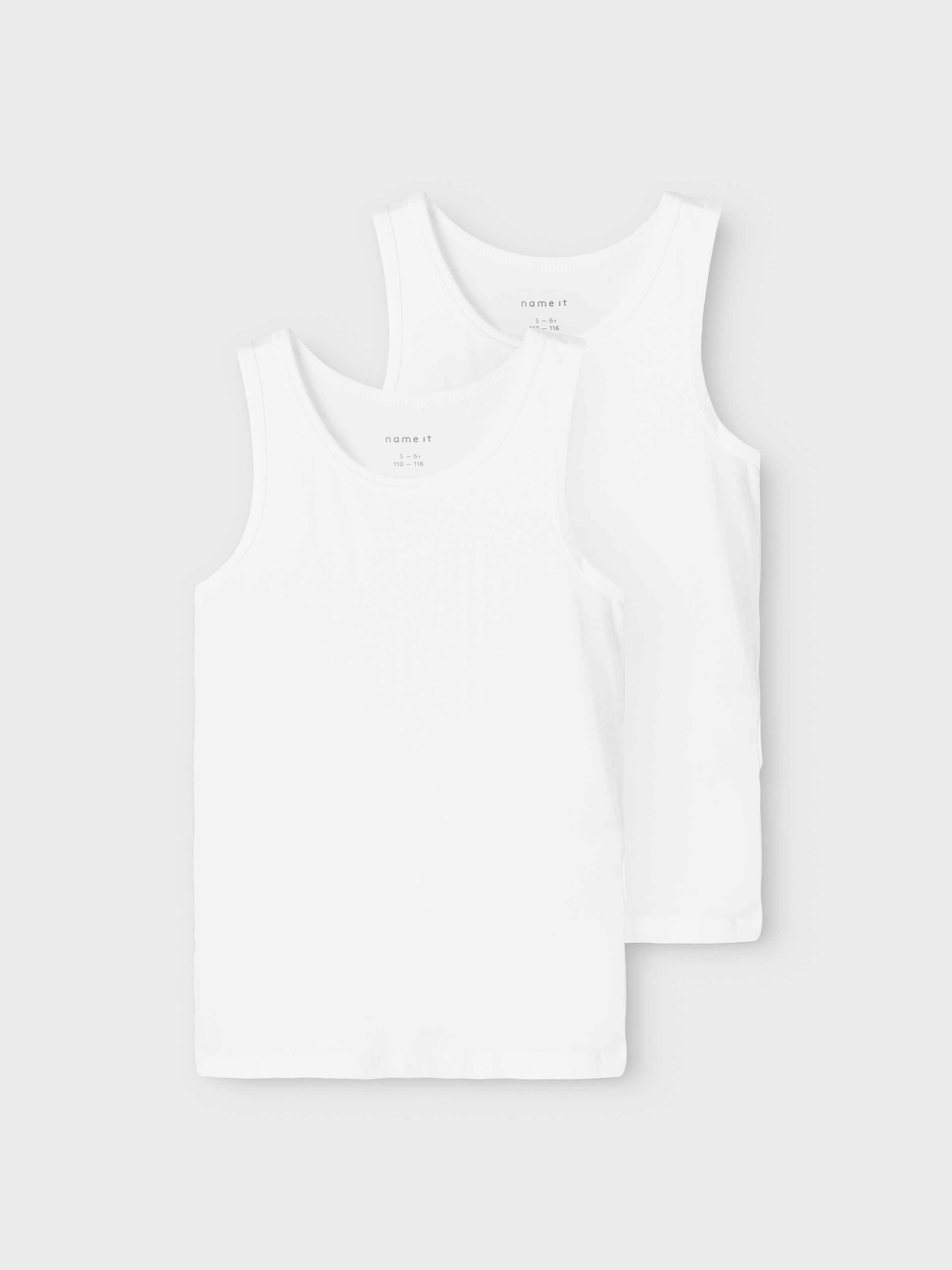 Unterhemd NAME IT "NKMTANK 2P für Jungen mit Rundhals und elastischem Tragekomfort", Jungen, Gr. 116, 2 Stk., N-Gr, weiß (hellweiß), Jersey, Obermaterial: 95% Baumwolle, 5% Elasthan, unifarben, normal, Rundhals, Unterhemden Unterhemd, normal, Jersey, eing 4