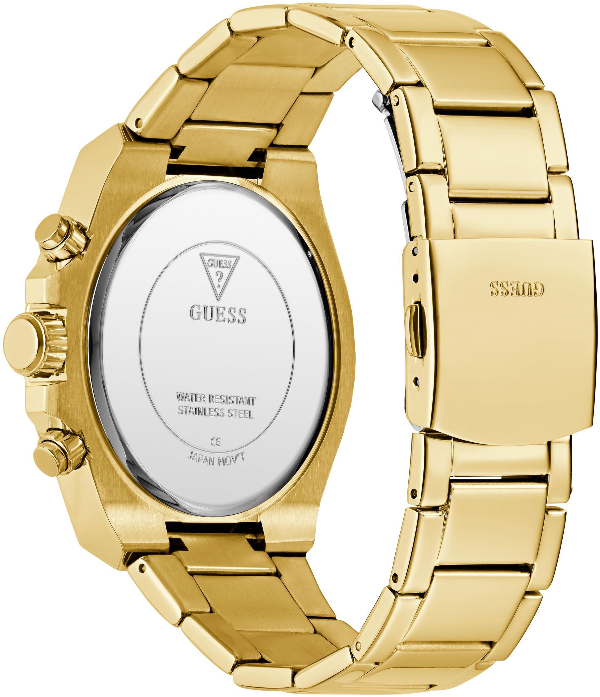 Guess Multifunktionsuhr »FURY«, Quarzuhr, Armbanduhr, Herrenuhr, Datum, Wochentag, Edelstahlarmband