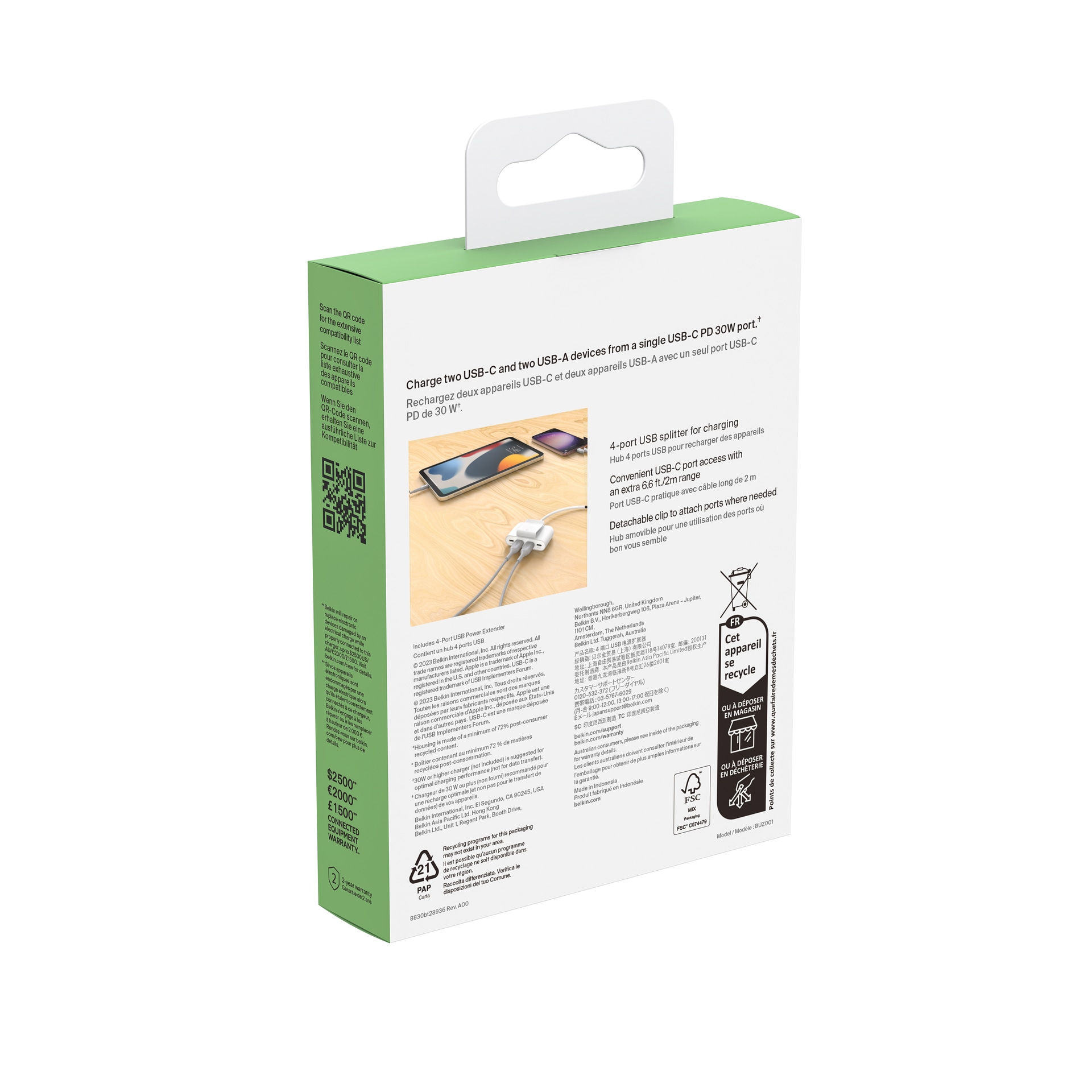 Belkin Smartphone-Dockingstation »BoostCharge 4-Port-USB-Splitter«