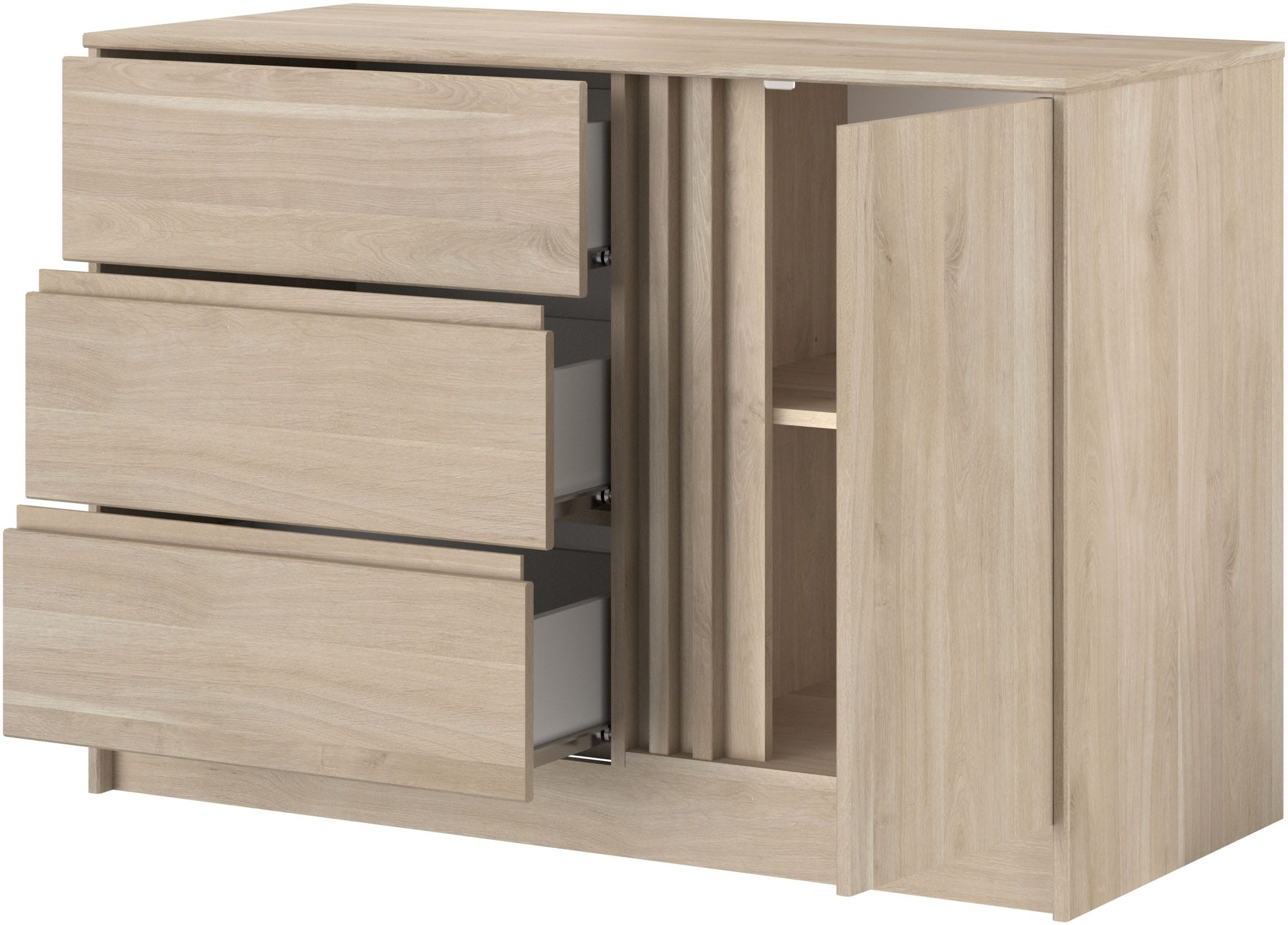 Parisot Schlafzimmer-Set »Parisot Escale«, (3 tlg.), Einsatz der Kommode drehbar - Eiche oder Weiss, viel Stauraum