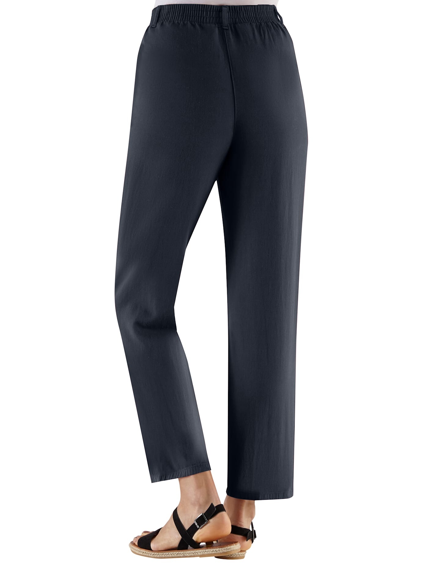 Schlupfhose CLASSIC BASICS, Damen, Gr. 46, Normalgrößen, blau (marine), 100% Baumwolle, unifarben, lang, Hosen Schlupfhose, Topseller 3