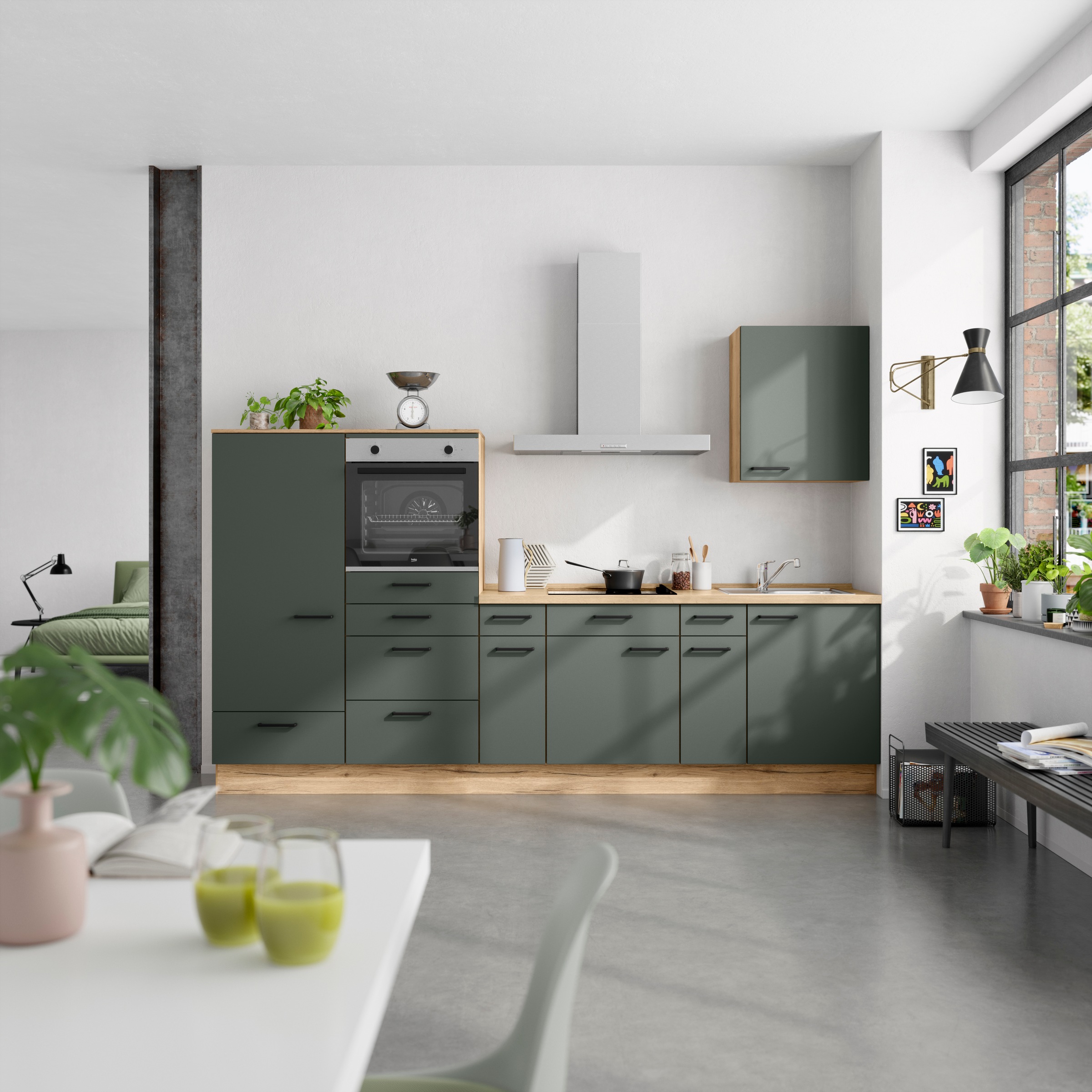 nobilia® Küchenzeile »"Easytouch I"« vormontiert, Ausrichtung wählbar, Breite 300 cm, wahlw. mit E-Geräten