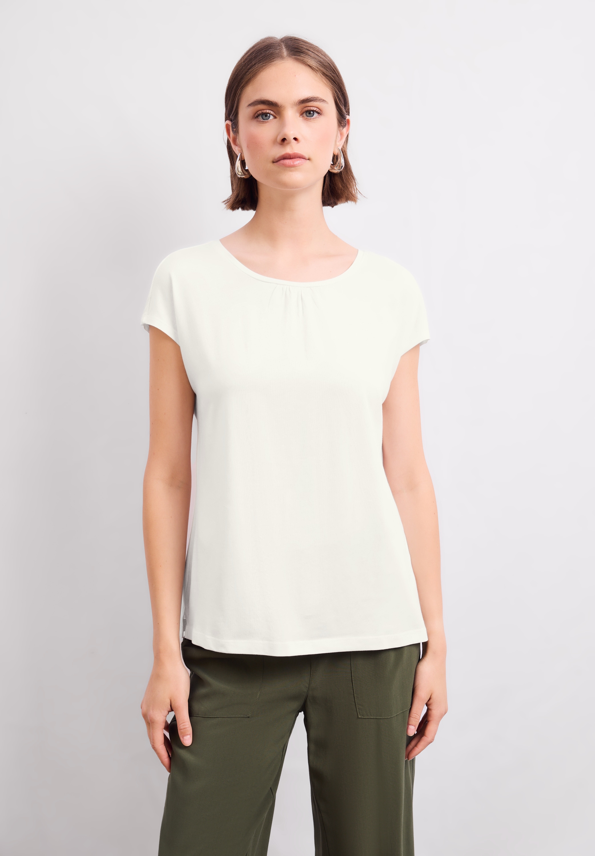 STREET ONE STUDIO T-Shirt aus elastischem Materialmix günstig online kaufen