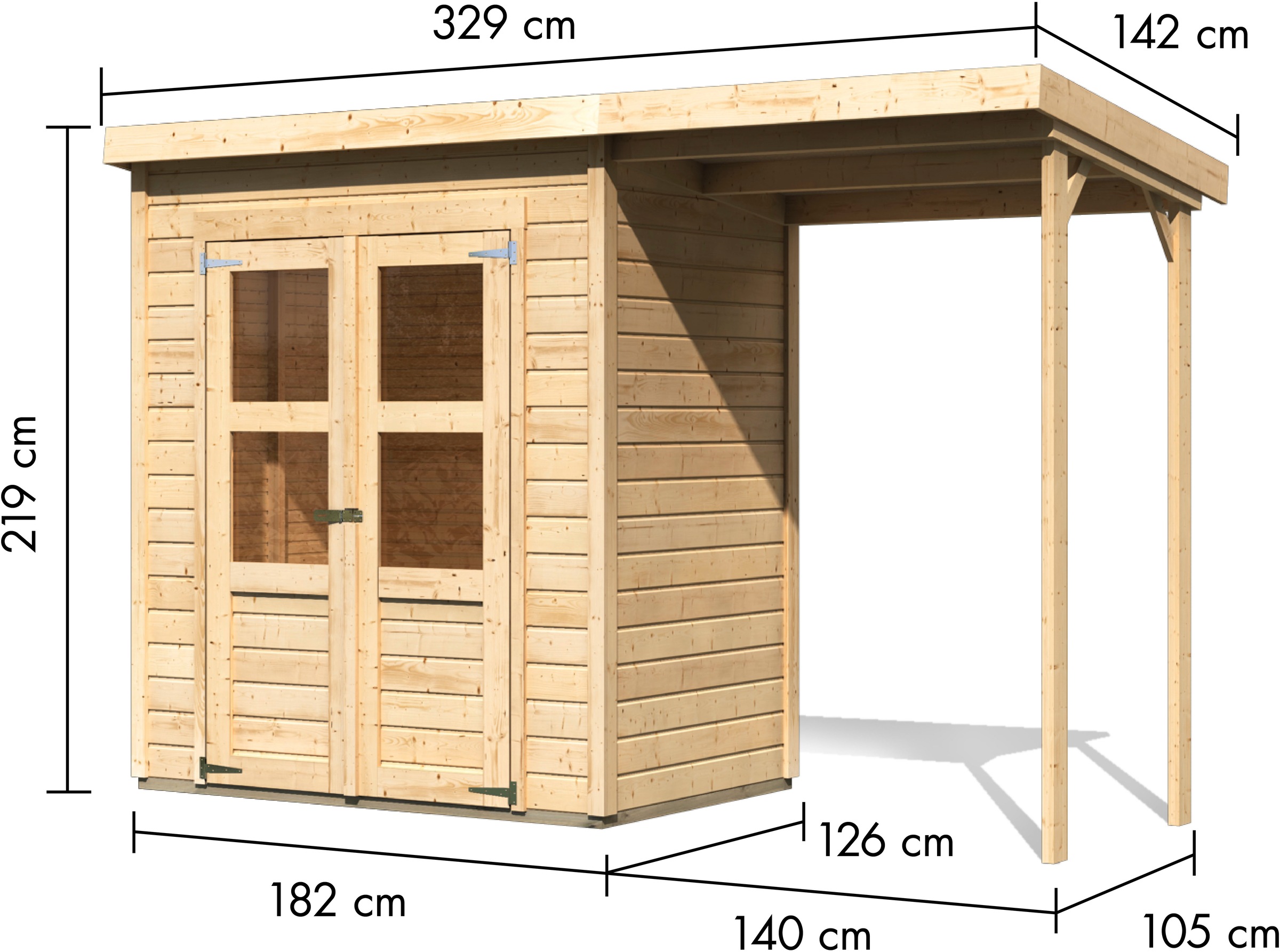 KONIFERA Gartenhaus »Amrum 2« inkl. Anbaudach