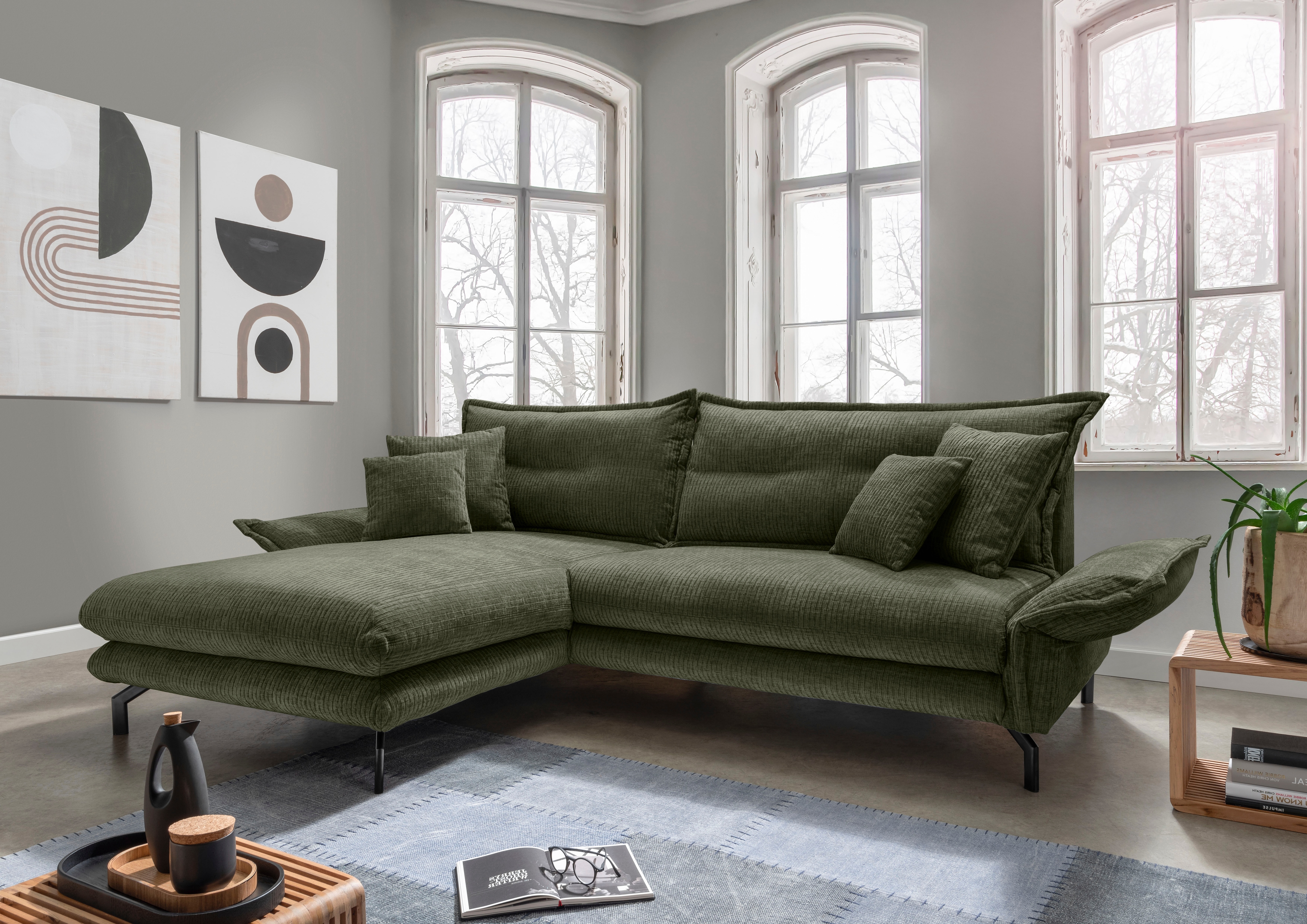 Home affaire Ecksofa "Lava modern & bequem, Breite 255cm, tolle Detailverarbeitung" Armlehnen verstellbar