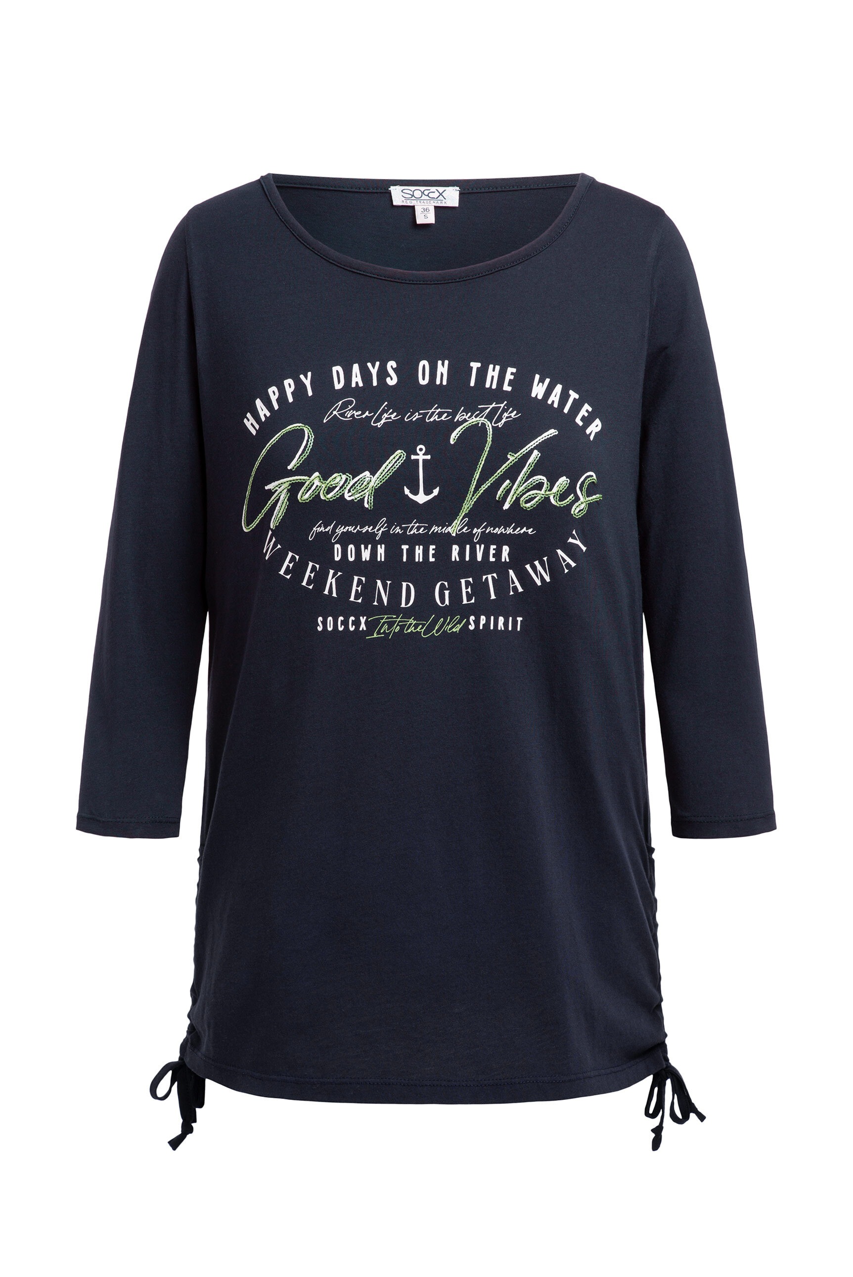 SOCCX 3/4-Arm-Shirt mit Bindeband am Saum günstig online kaufen