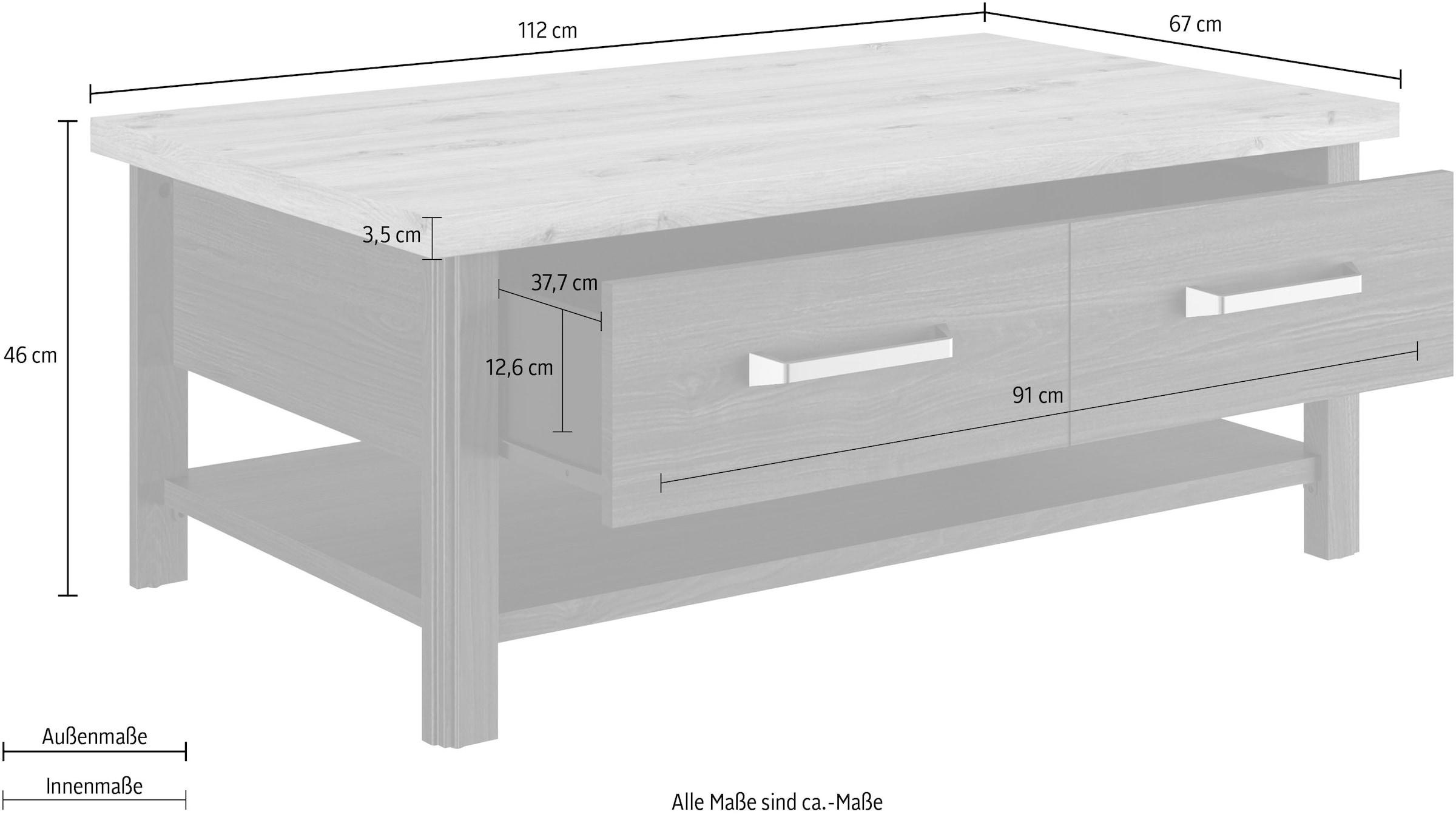 Gami Couchtisch »Sequoia«, (1 St.), Wohnzimmer-Programm in Landhaus- und Industrial-Dekor