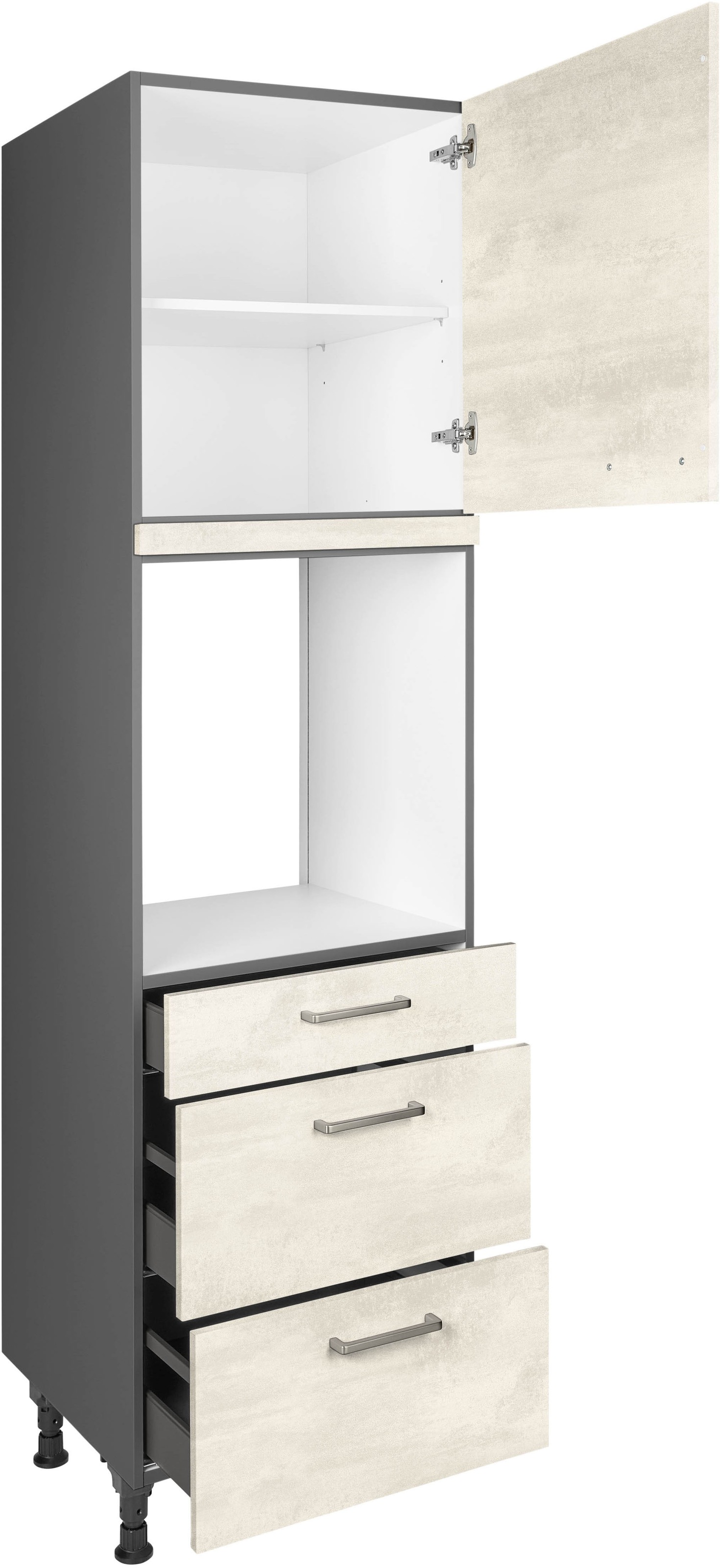 nobilia® Backofenumbauschrank »"Riva", Ausrichtung wählbar, mit Schublade und zwei Auszügen und«, einer Tür, vormontiert, Breite/Höhe: 60/216,6 cm