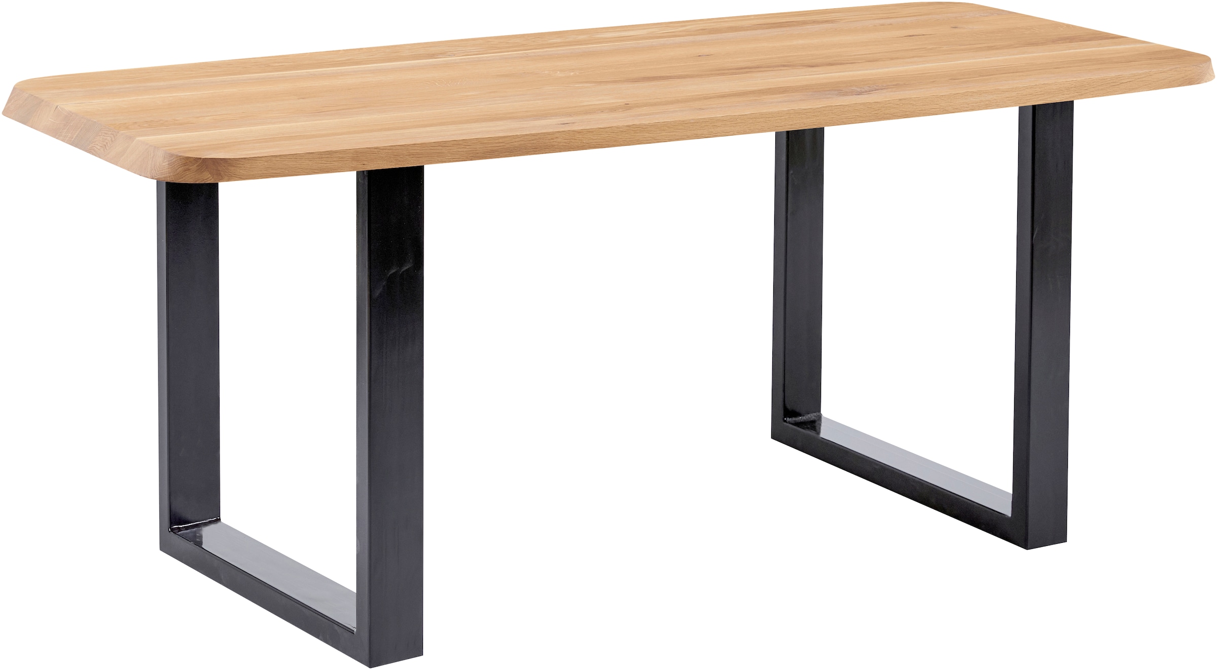massivline&more "Porto, Vierfußtisch, Küchentisch, Tisch, Esstisch, Holztisch" 2 Stk. tlg. Platte massiv, Gestell Metall pulverbeschichtet schwarz