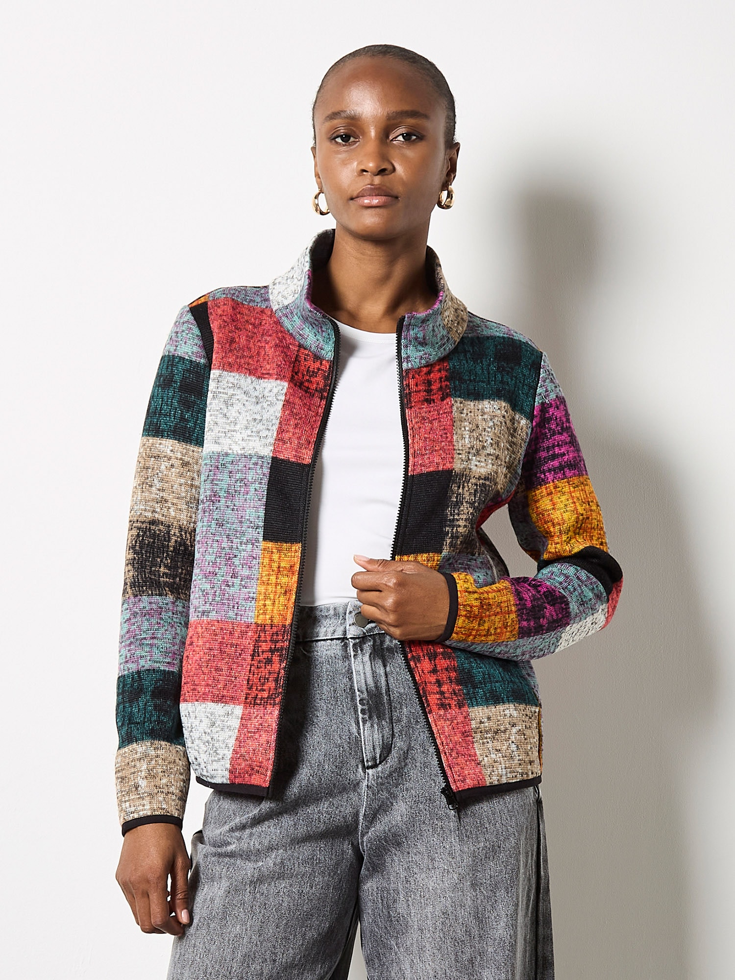 Apricot Fleecejacke »Fleecejacke« mit Karomuster