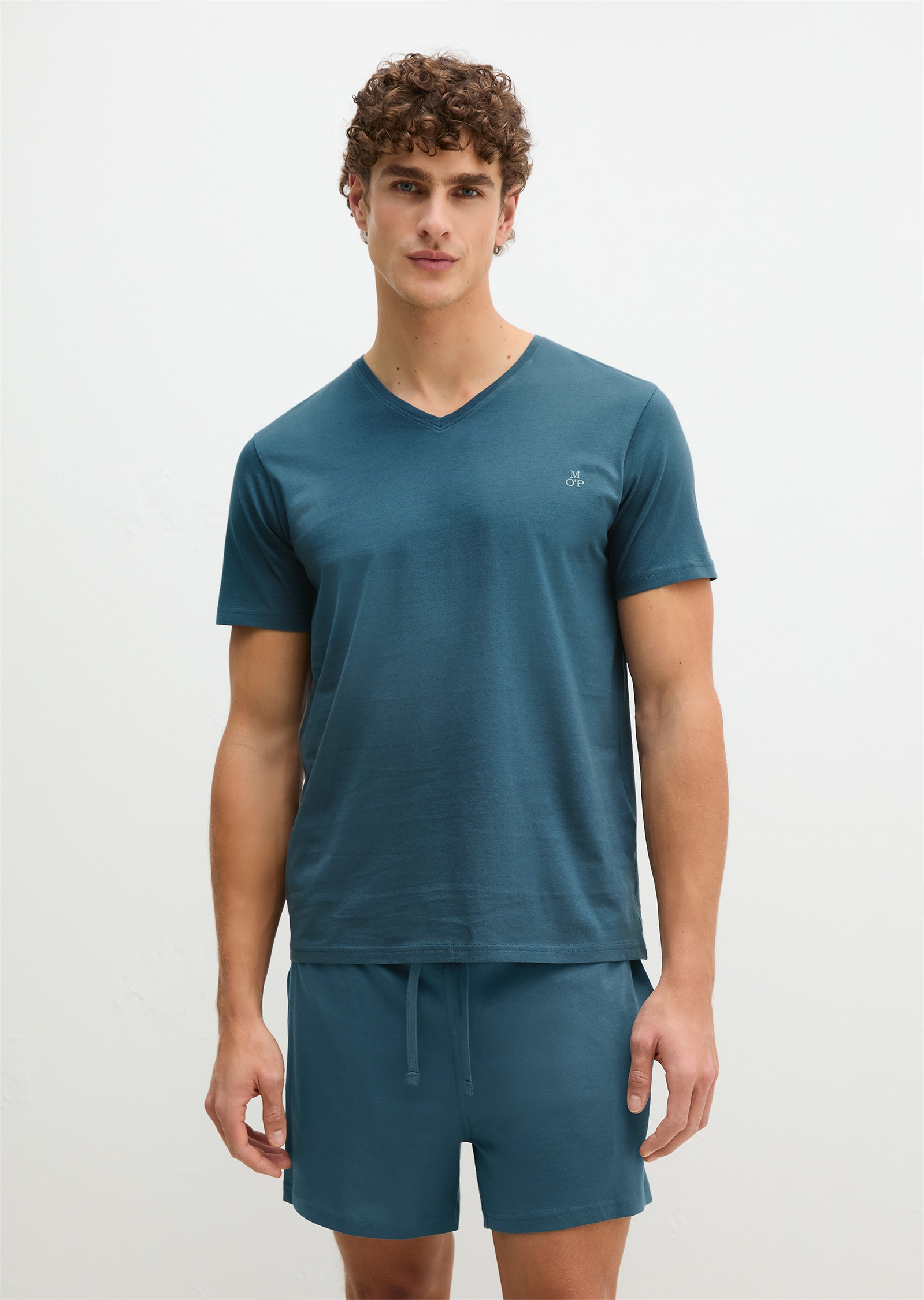 Marc OPolo Pyjamaoberteil "Mix N Match Cotton" mit V-Neck und kurzem Arm
