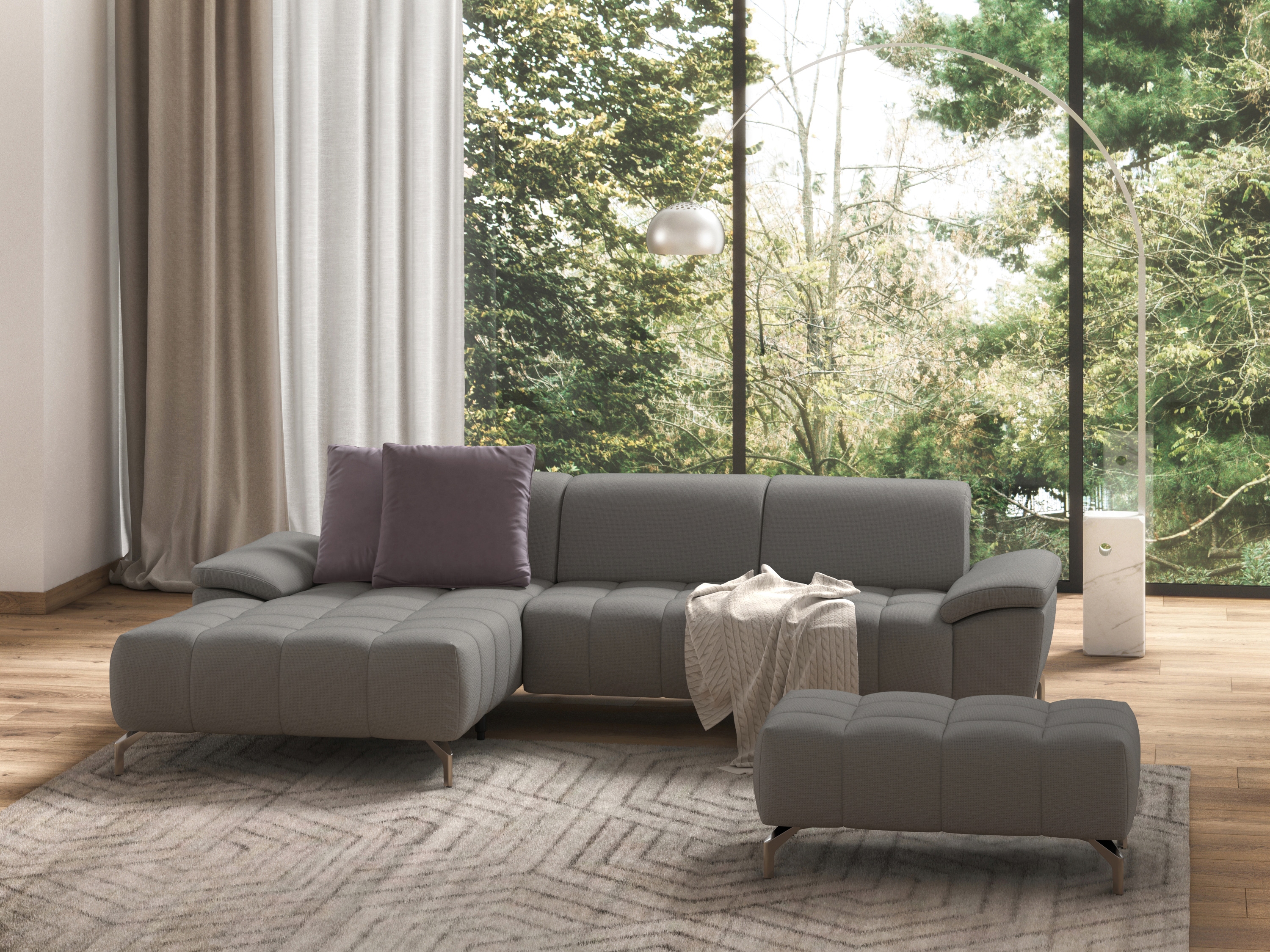 sit&more Ecksofa "Cool L-Form" wahlweise mit Kopfteilverstellung und Vorziehsitz, motorisch