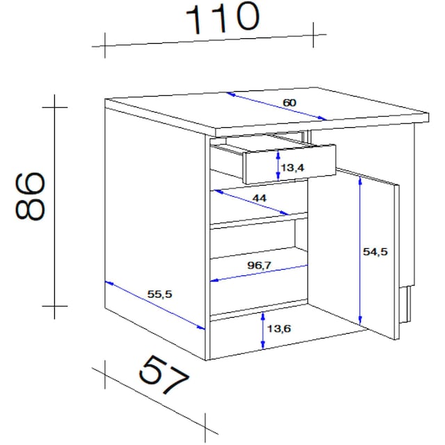 Flex-Well Eckunterschrank »Nepal«, (B x H x T) 110/60 x 86 x 60 cm kaufen |  BAUR