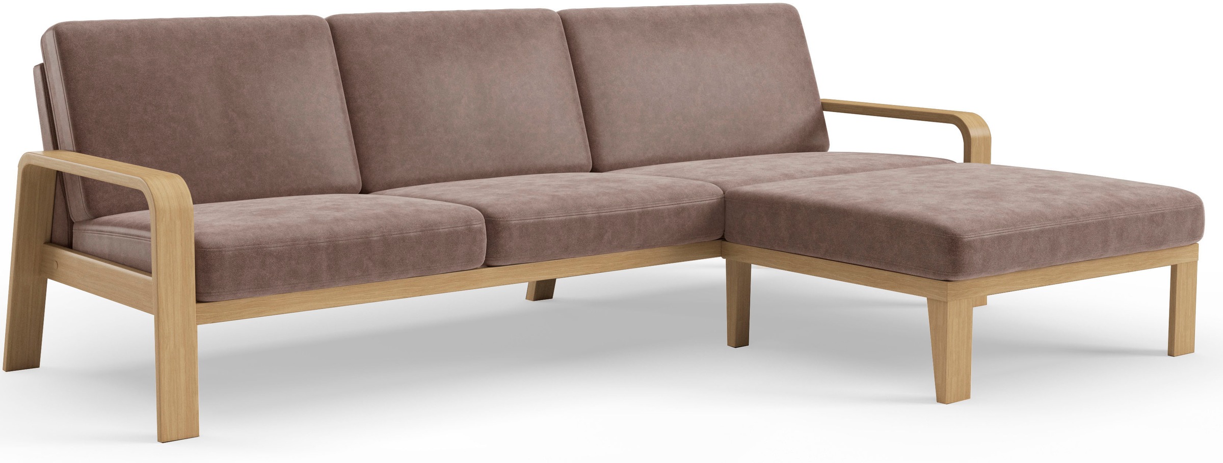 sit&more Ecksofa »Kolding L-Form«, Armlehnen aus Buchenholz in natur, verschiedene Bezüge und Farben