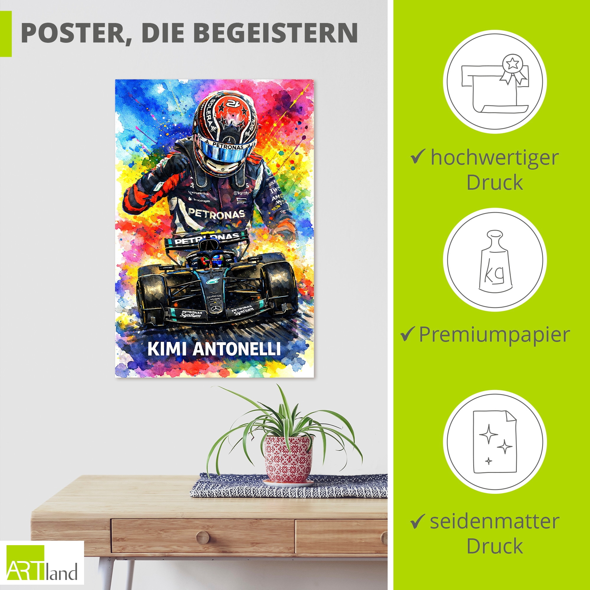 Artland Wandbild »Kimi Antonelli - ein aufgehender Stern« 1 Stk. tlg. als Alubild, Leinwandbild, Poster, Wandaufkleber in verschied. Größen