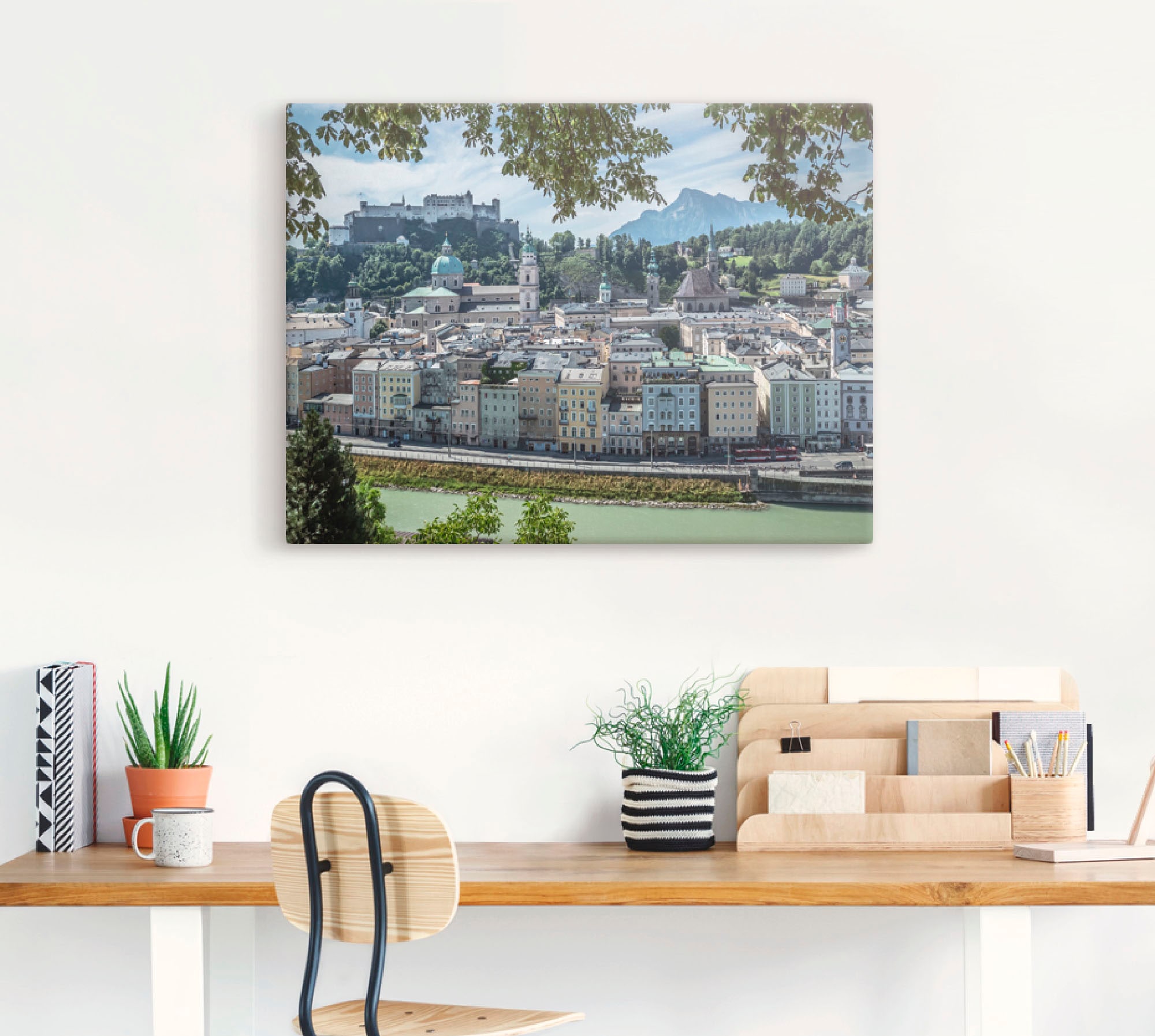 Artland Alu-Dibond-Druck »Salzburg Blick auf die Altstadt«, Österreich, (1 St.), für Innen- und Außenbereich geeignet, Outdoorbild