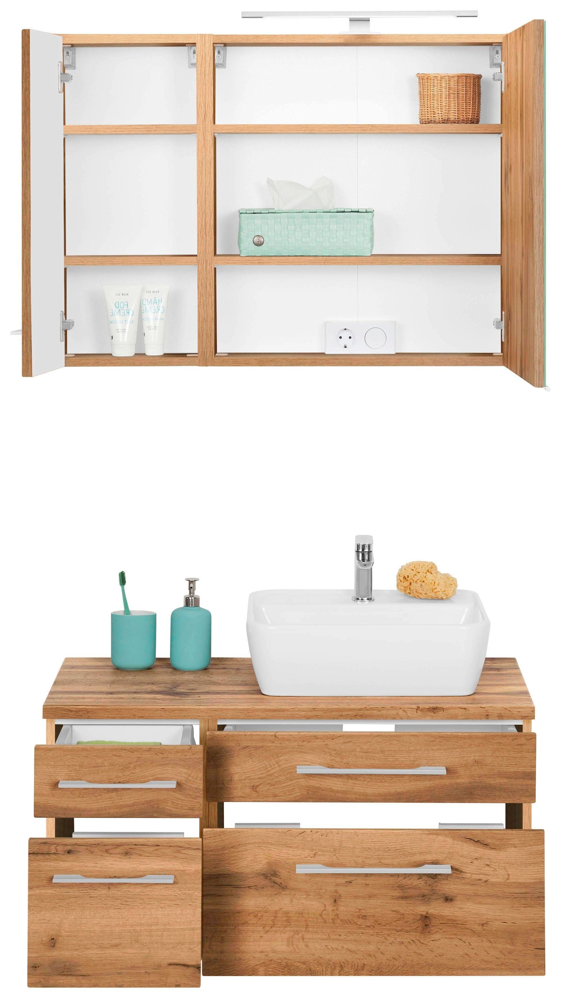 welltime Badmöbel-Set »Davos«, (3 St.), Breite 50 cm, mit extra Regal