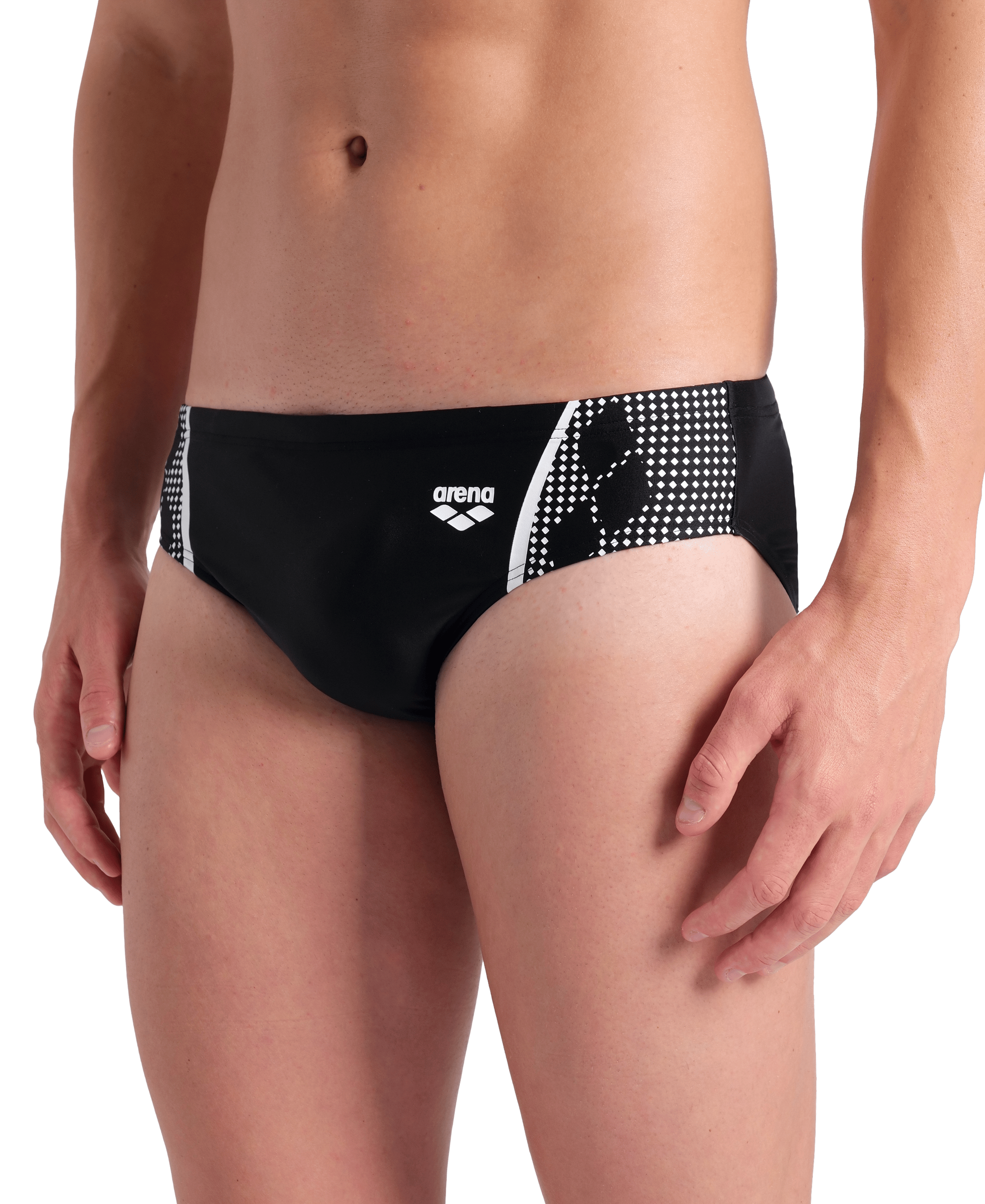 Arena Badehose "MENS SWIM BRIEFS GRAPHIC" in Stretch-Qualität, mit innenliegendem Kordelzug