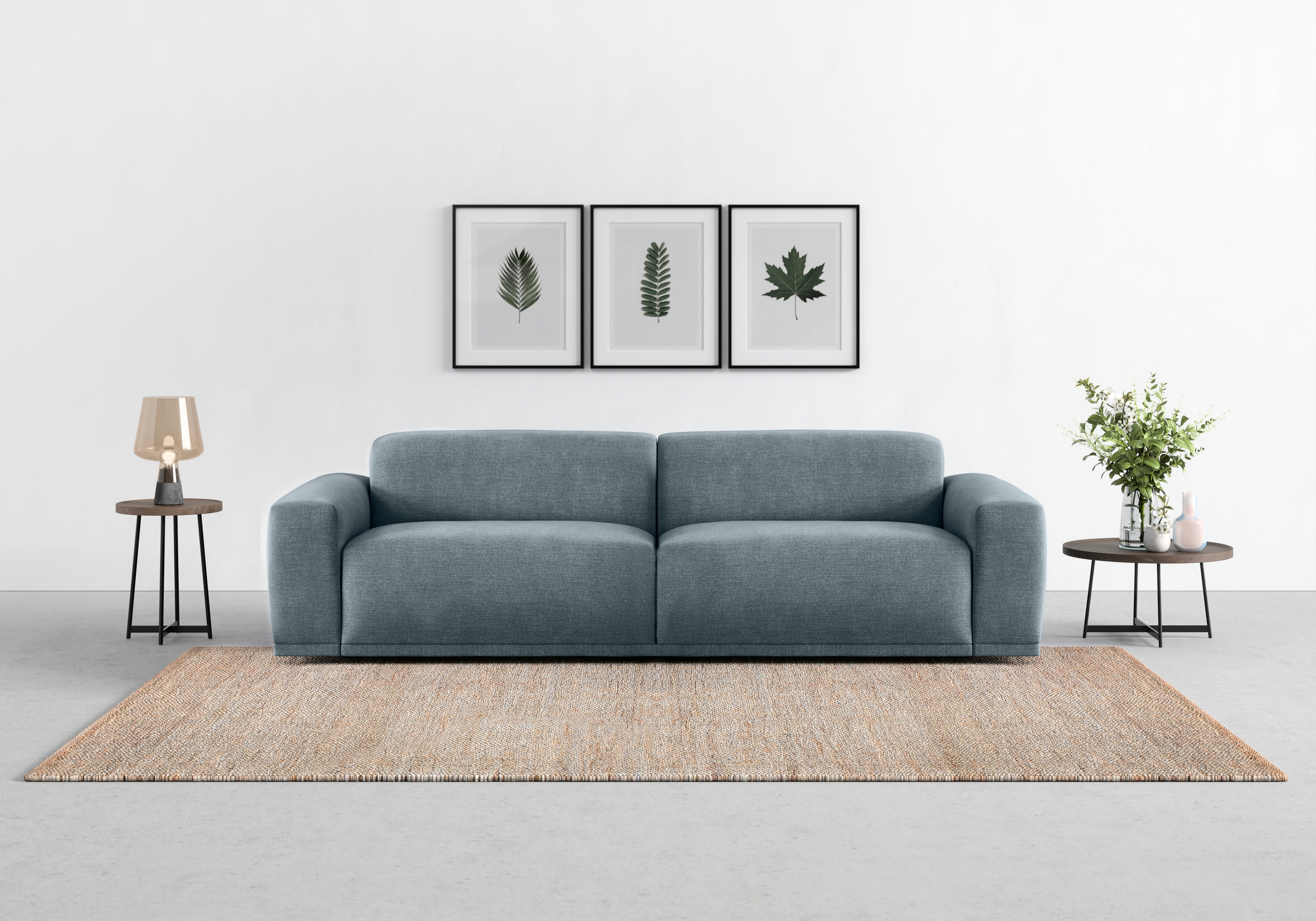TRENDMANUFAKTUR Big-Sofa "Braga Japandi-Design, mit hochwertigem Kaltschaum, Megasofa, in Cord" modernes Big-Sofa, Couch mit hohem Sitzkomfort, 254/72/107 cm (B/H/T)