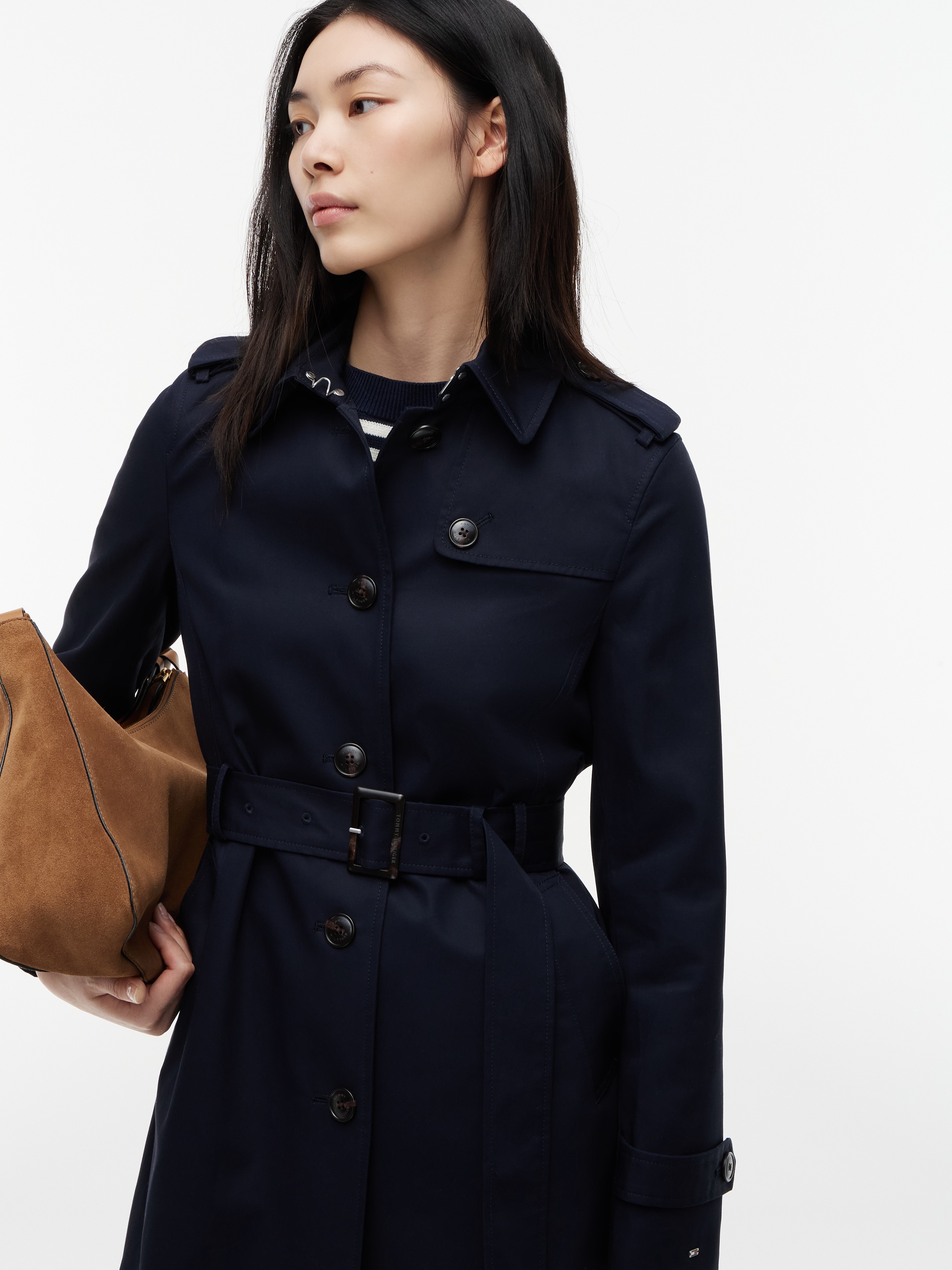 Tommy Hilfiger Langjacke "HERITAGE SINGLE BREASTED TRENCH" mit den typischen Trenchcoat-Details
