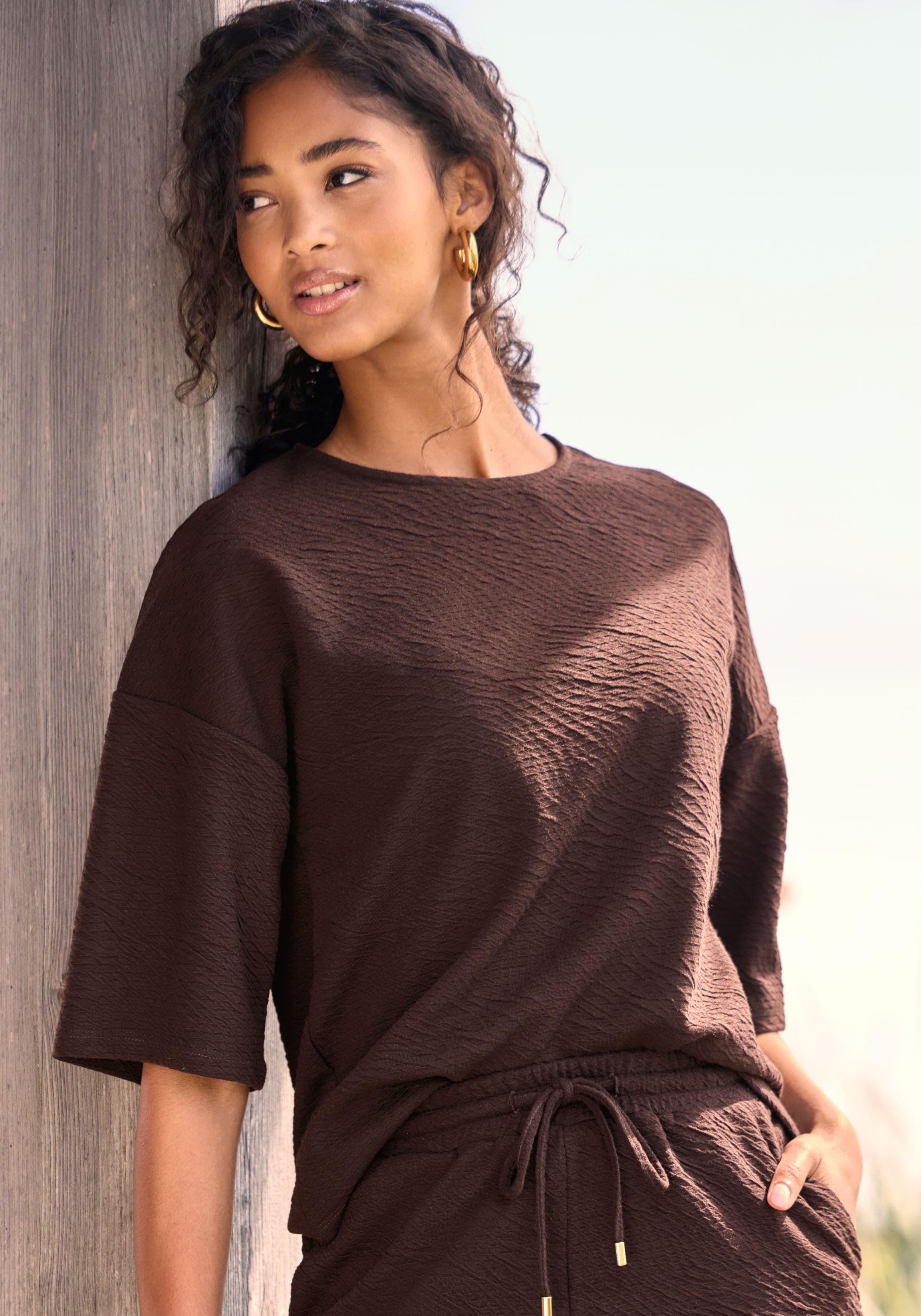 Venice Beach Rundhalsshirt aus softer Strukturware, Oversize-Shirt, Sommershirt, casual