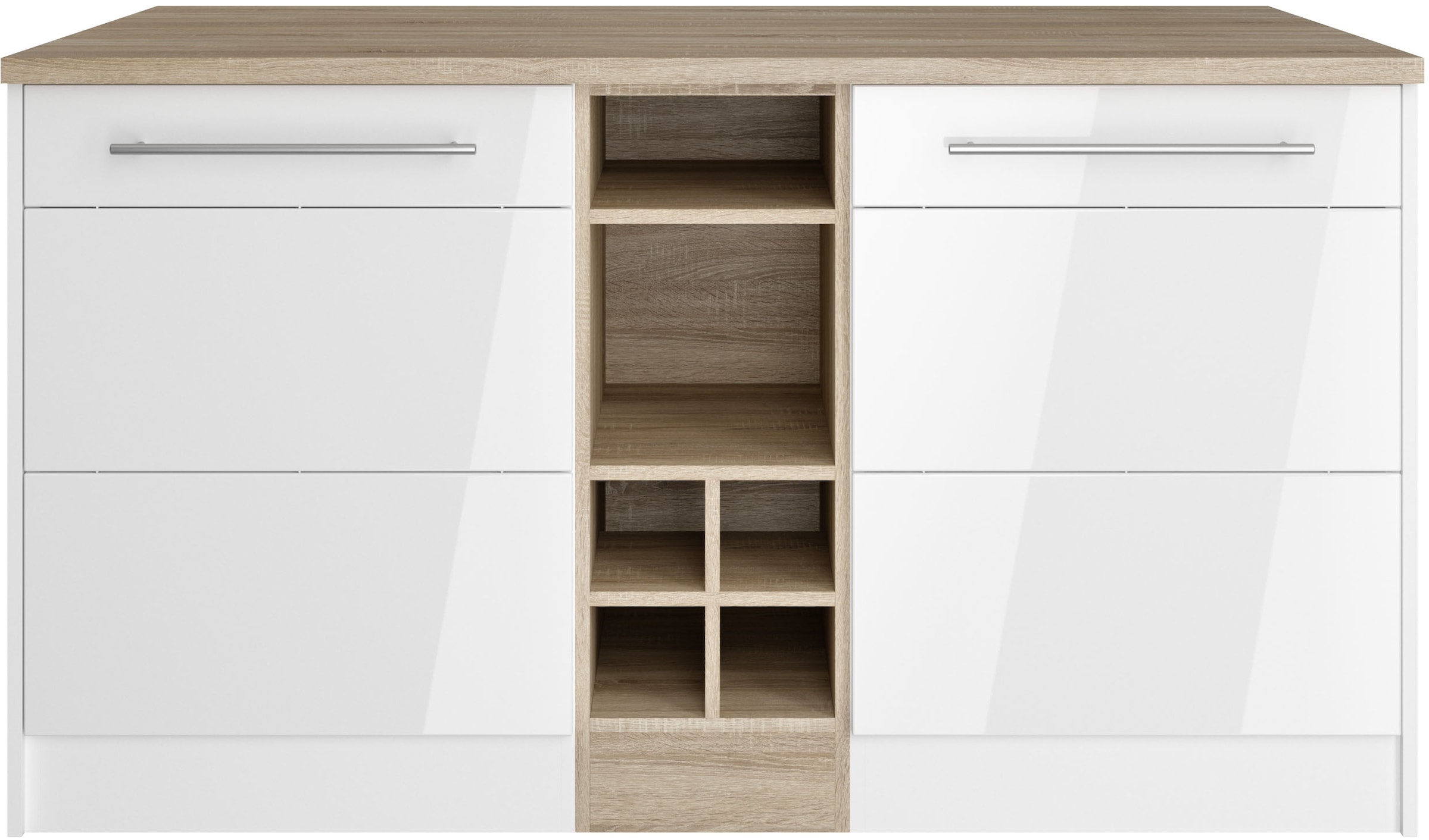 KOCHSTATION Kücheninsel "KS-Wien", Breite 153 cm, MDF-Fronten, Flaschenregal