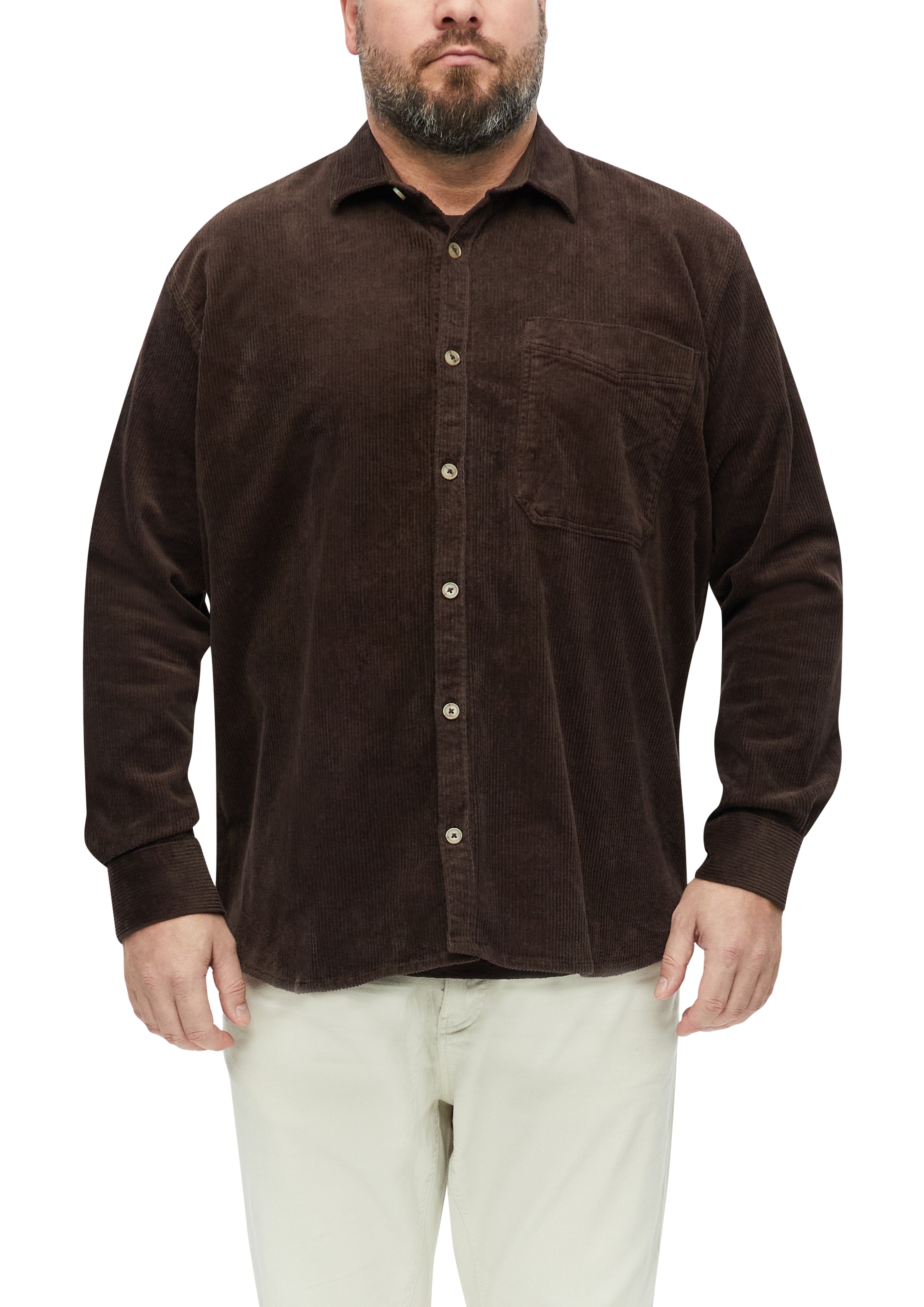 s.Oliver Men Big Sizes Langarmhemd Cord aus elastischer Baumwollmischung