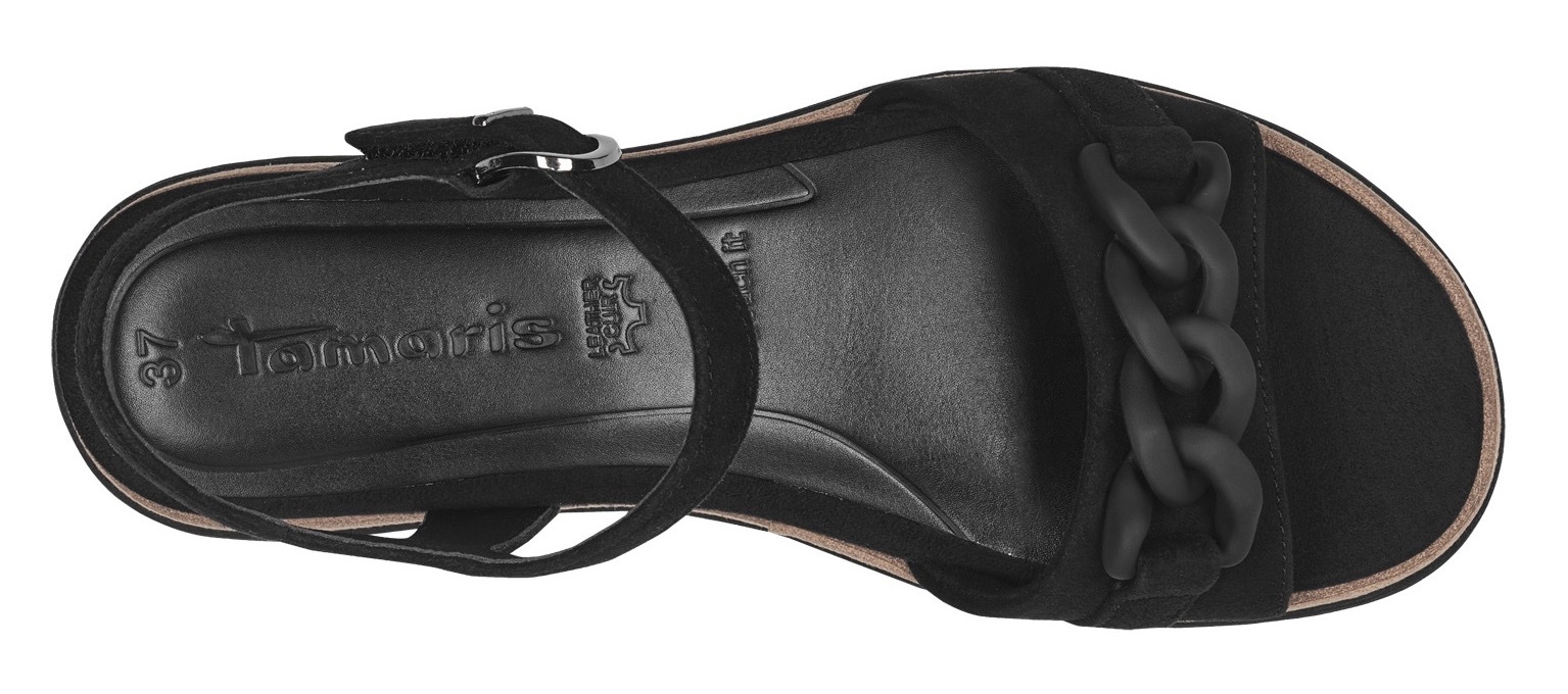 Tamaris Keilsandalette, Sommerschuh, Riemchensandale mit mattierter Zierkette