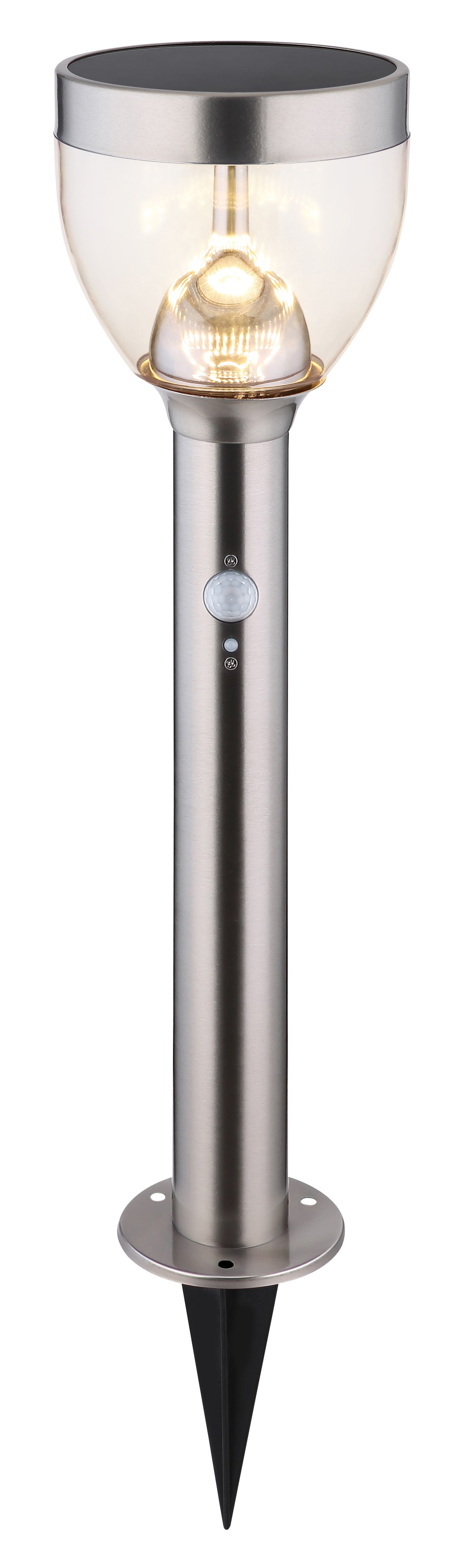 GLOBO LIGHTING LED Solarleuchte »SOLARLEUCHTE EDELSTAHL, 1XLED« LED-Modul 1 Stk. Warmweiß Bewegungssensor mit flexibler Lichtsteuerung