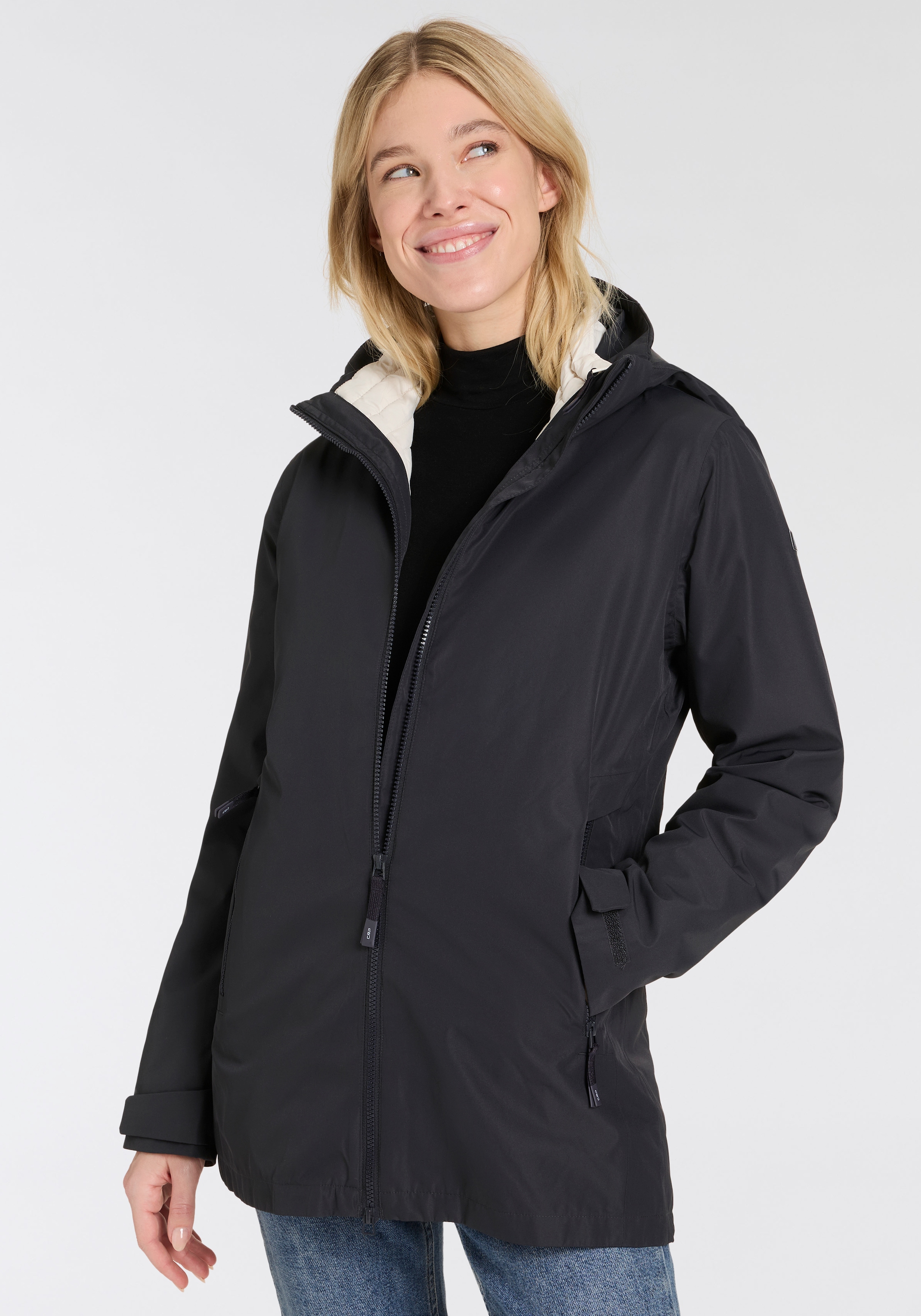 CMP "WOMAN LONG JACKET ZIP HOOD DETACHABLE" mit Kapuze Winterjacke Damen günstig online kaufen