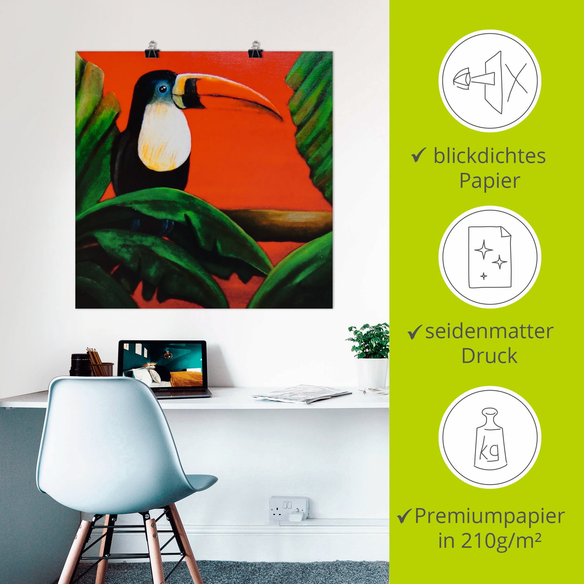 Artland Wandbild »Tukan«, Vögel, (1 St.), als Poster, Wandaufkleber in verschied. Größen