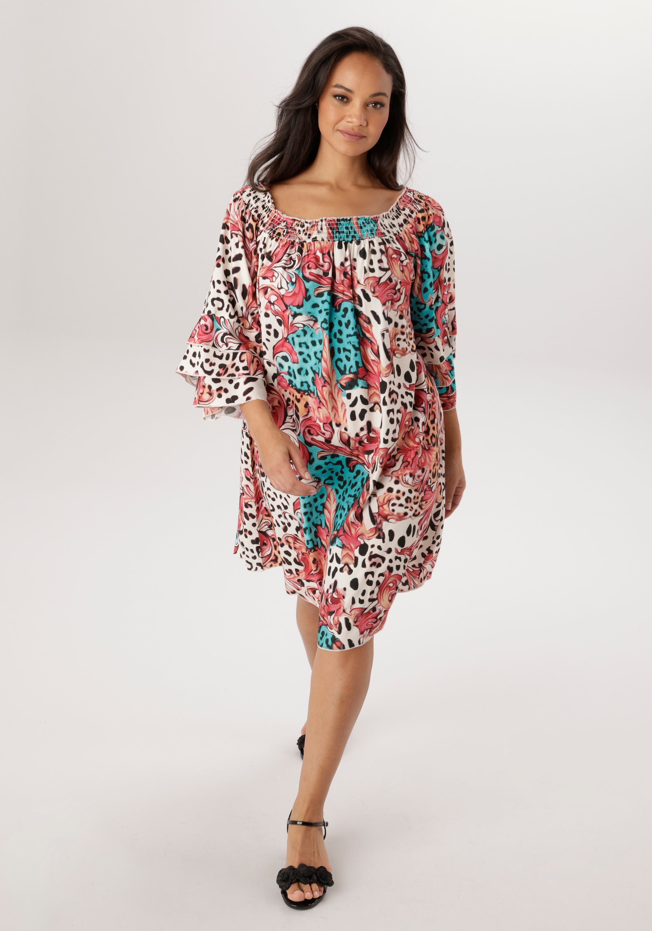 Aniston PLUS Blusenkleid mit Gummizug am Ausschnitt- NEUE KOLLEKTION günstig online kaufen