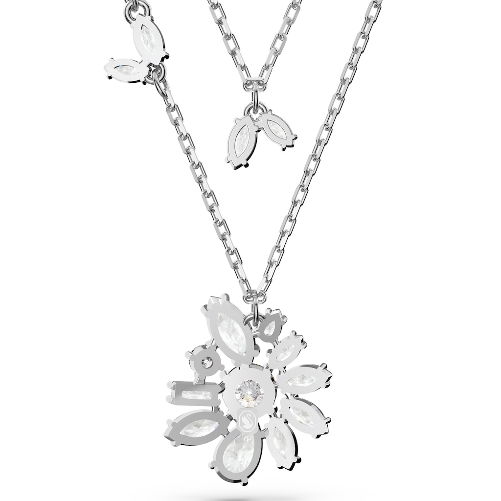 Swarovski Kette mit Anhänger »Gema Halskette im Lagenlook, Blume, Weiß, Rhodiniert, 5644658«