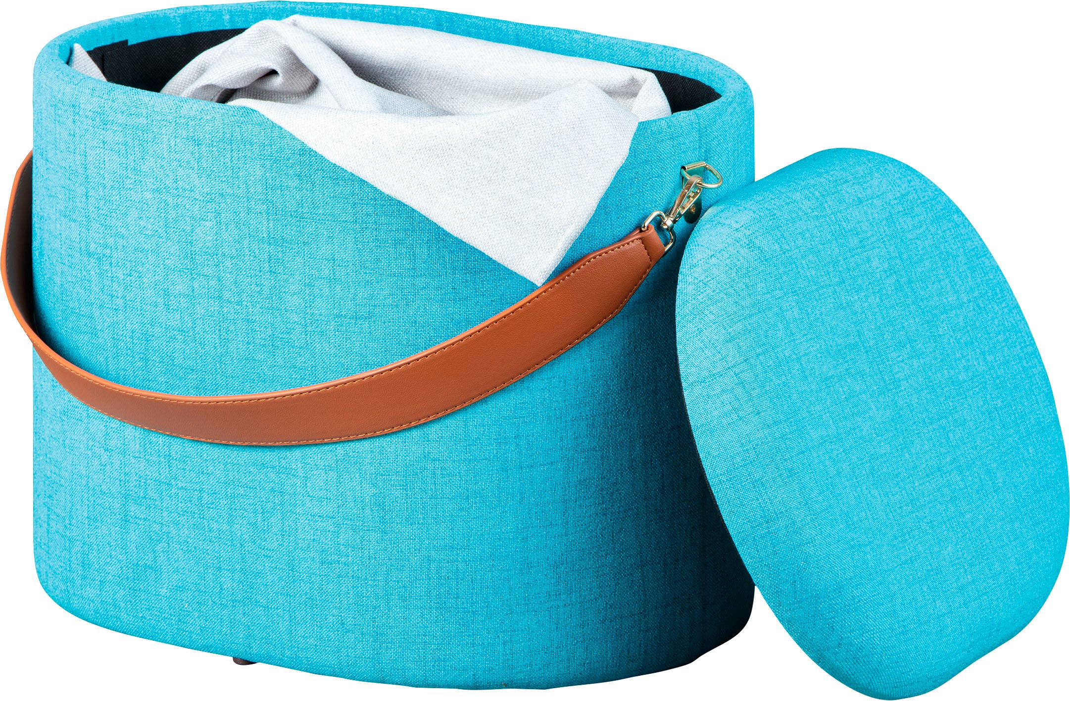 Inter Link Hocker »Dilia Stauraumhocker, Sitzhocker, Pouf, moderne Trendfarben« Mit Stauraum & abnehmbarem Deckel, 100% Polyester, BxTxH: 42x30x36 cm