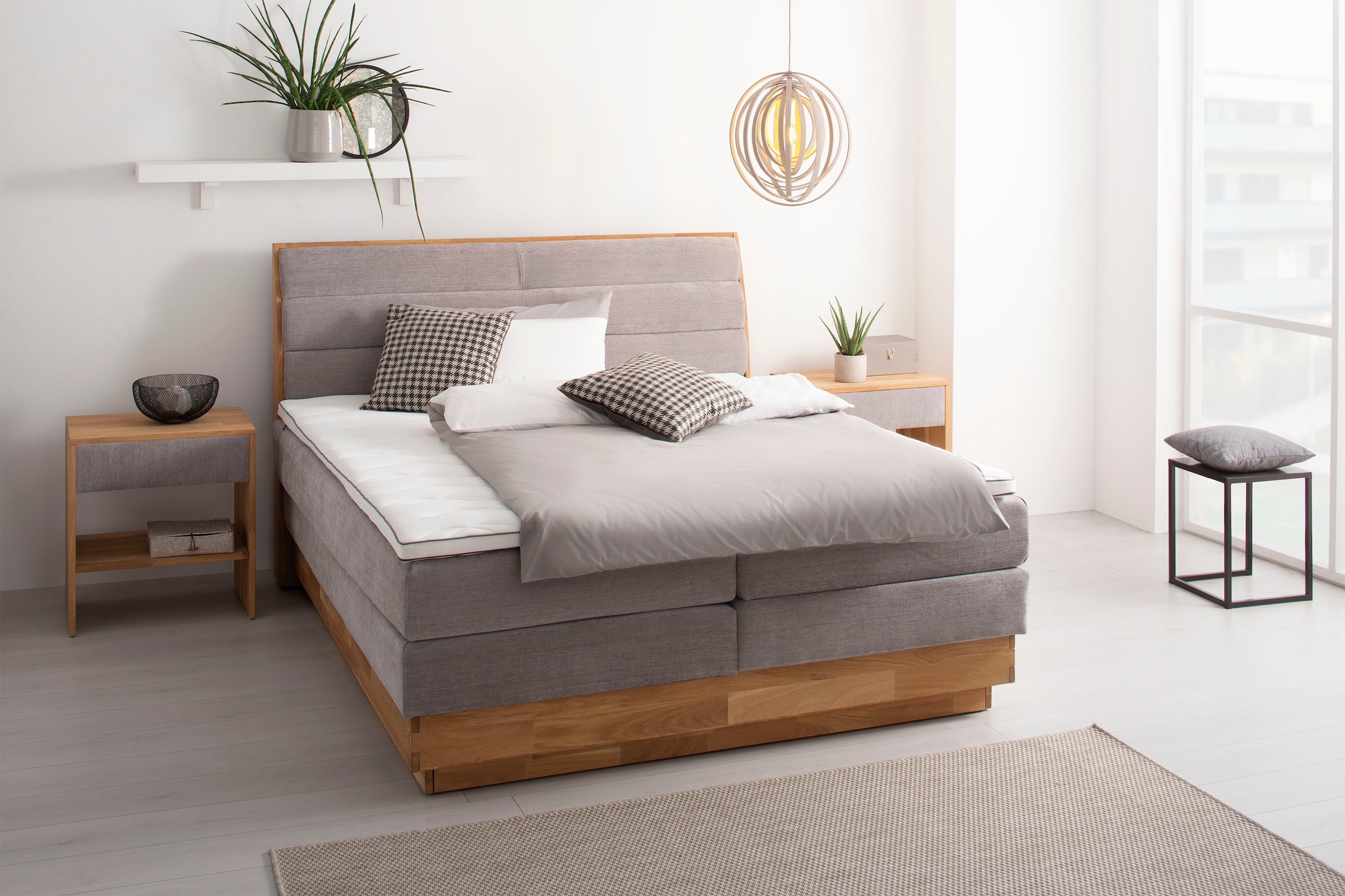 OTTO home Boxspringbett "Jenna" ohne LED-Beleuchtung, mit zertifizierten, recycelten Bezugsstoffen