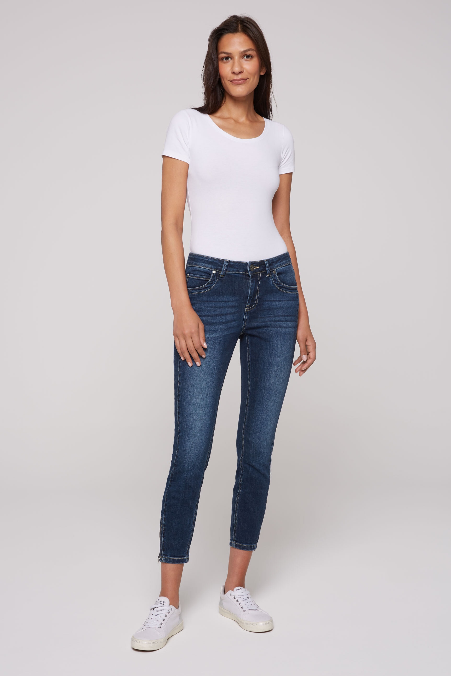 SOCCX Slim-fit-Jeans, mit Reißverschluß am Saum