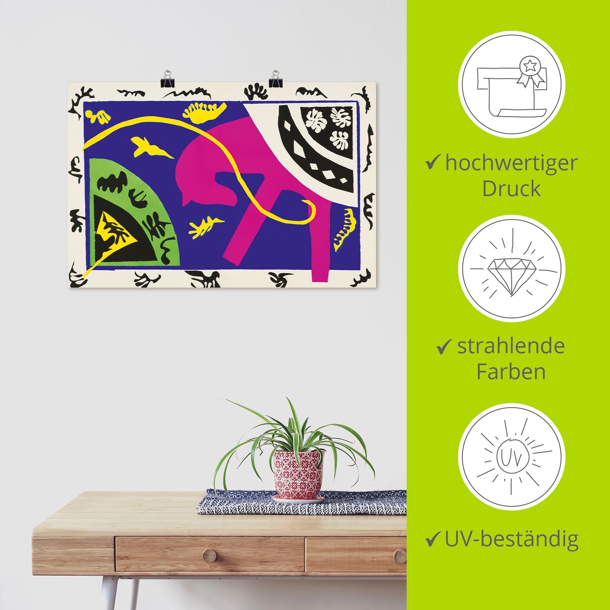 Wandbild ARTLAND "Pferd, Kunstreiterin und Clown. 1947", farbe bild(er): farbig, B:120cm H:80cm, Papier, Bilder, als Alubild, Leinwandbild, Poster, Wandaufkleber in verschied. Größen 2