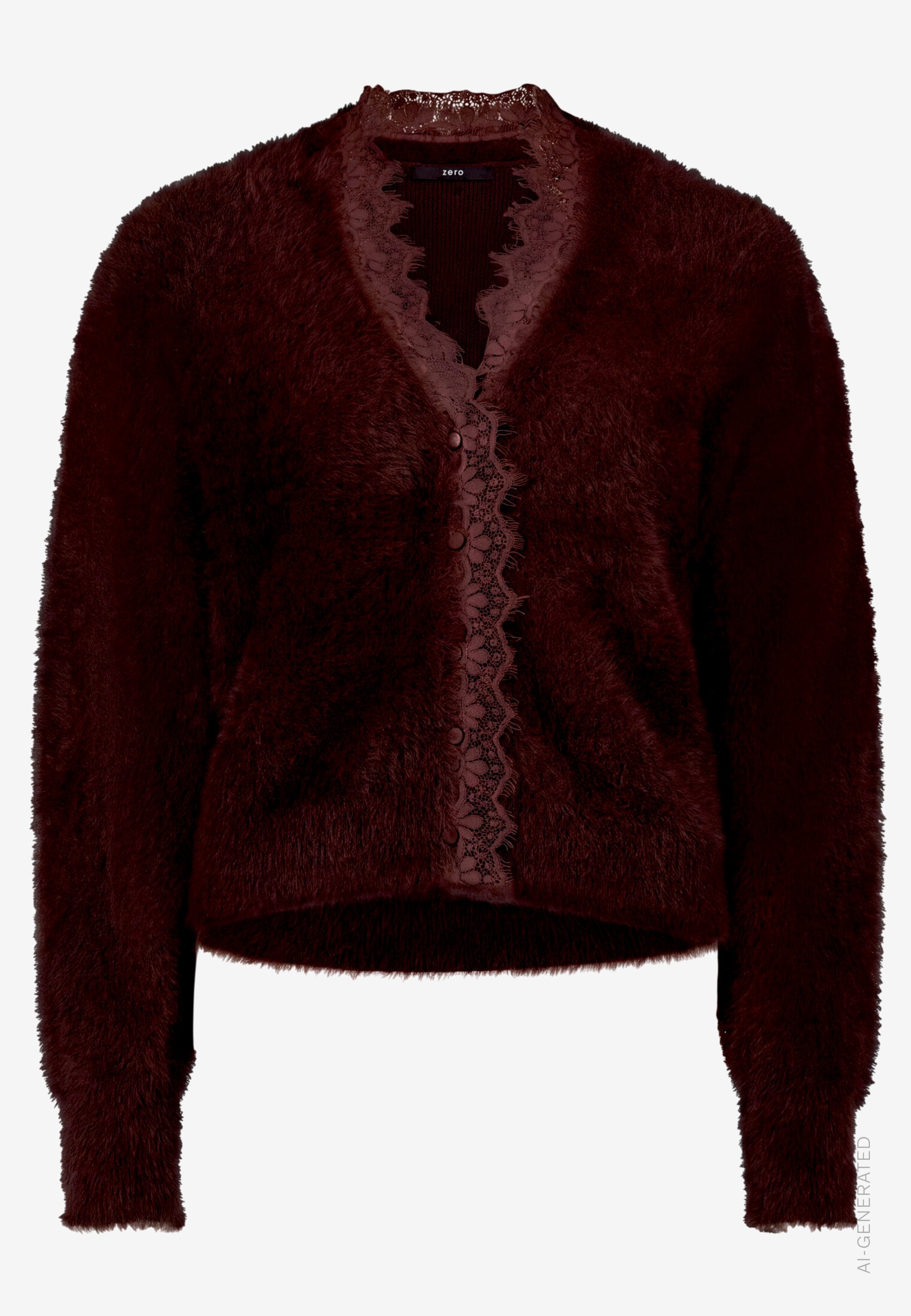 Zero Strickpullover Flauschige Strickjacke mit Spitze
