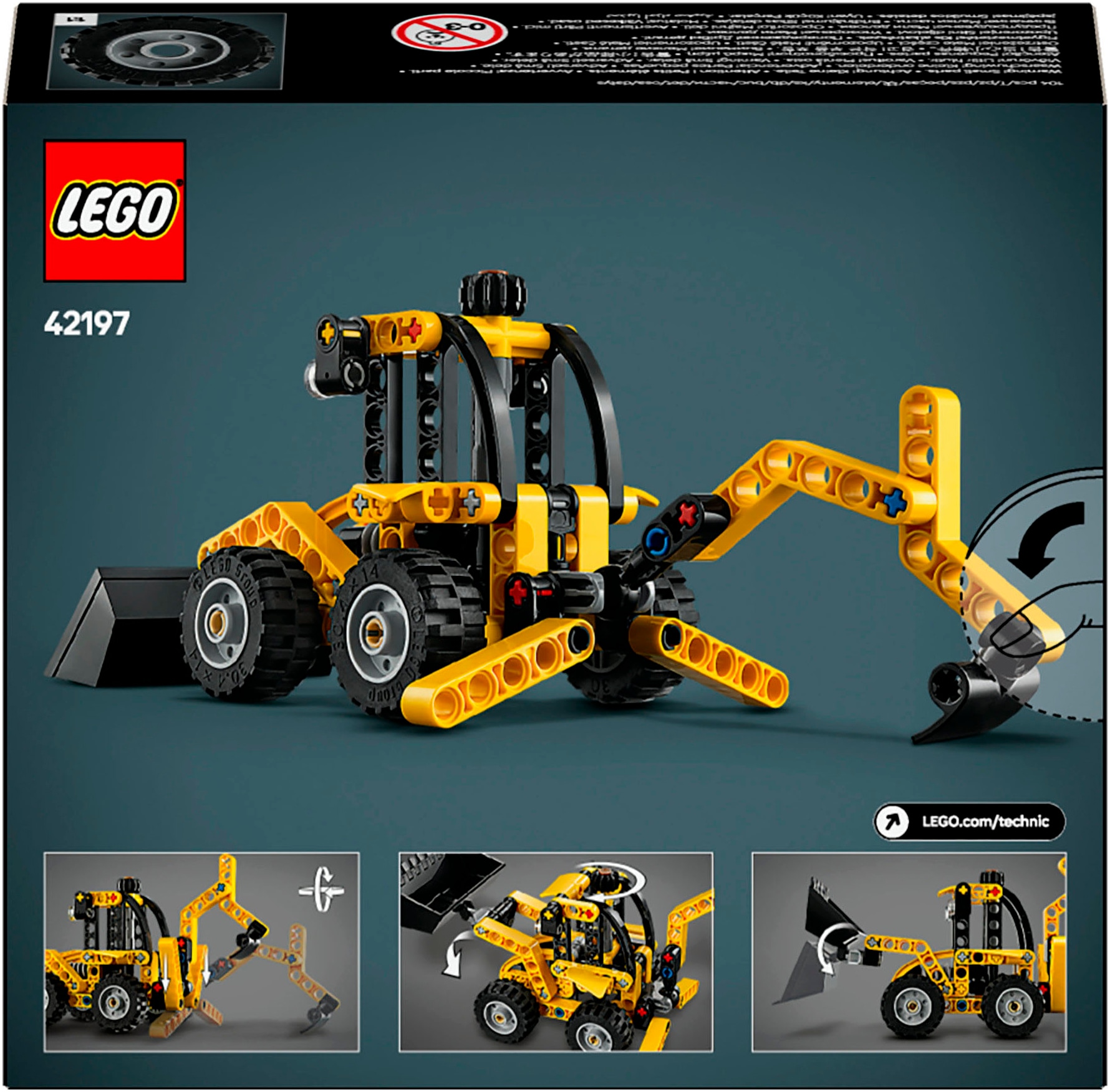 LEGO® Konstruktionsspielsteine »Baggerlader (42197), LEGO Technic«, (104 St.), Made in Europe