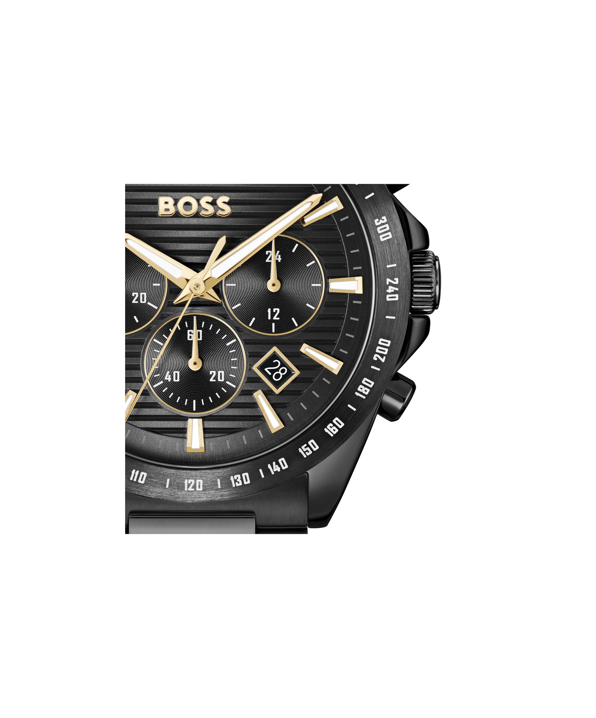 BOSS Chronograph »STRIKE CHRONO«, Quarzuhr, Armbanduhr, Herrenuhr, Edelstahlarmband, analog, Tag