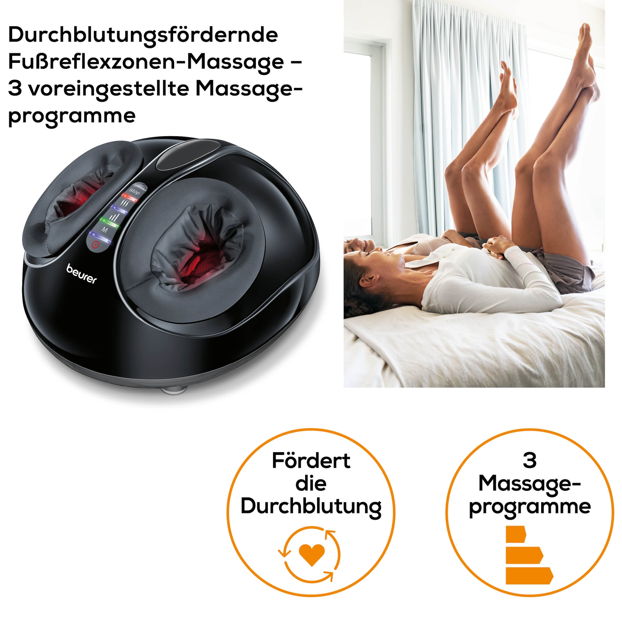 BEURER Fußmassagegerät »Beurer FM 90 Massagegerät mit Shiatsu- und Luftdruckmassage«, Mit Wärmefunktion, 3 Intensitätsstufen, durchblutungsfördernd