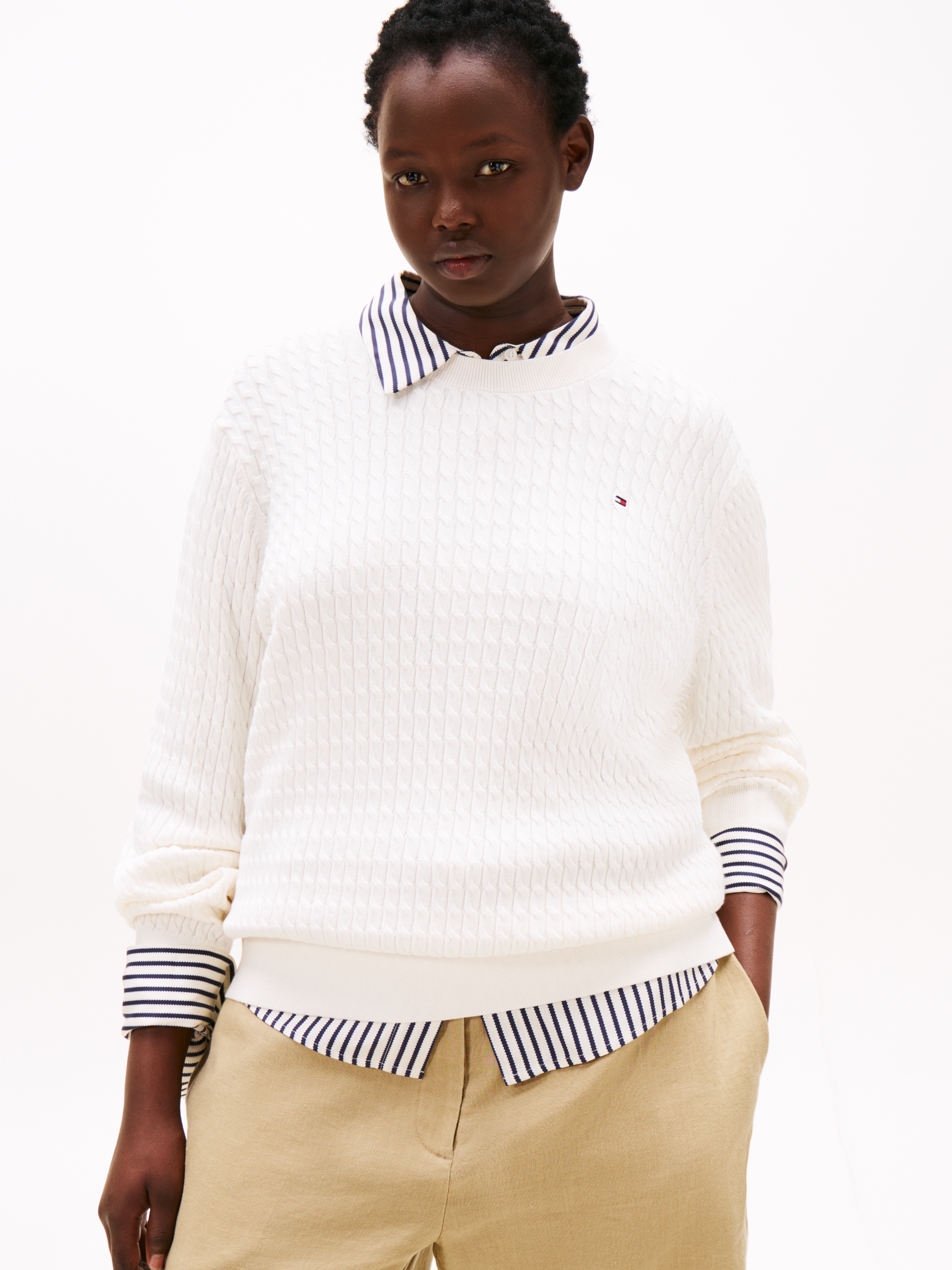 Tommy Hilfiger Curve Strickpullover "CRV CO CABLE FINE GG C-NK LS SWT", in günstig online kaufen