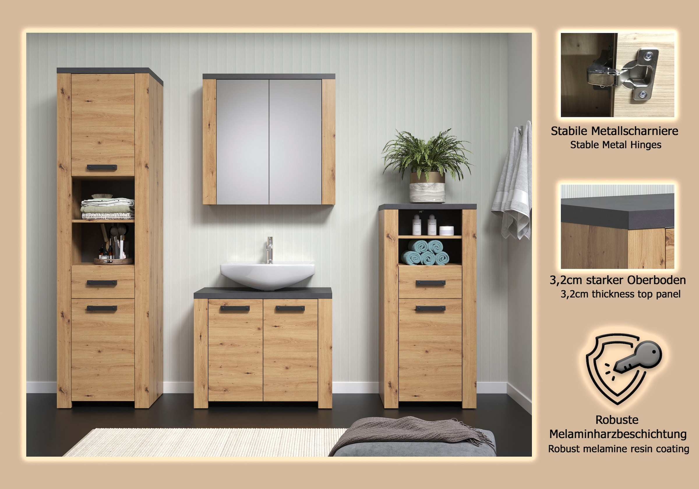 welltime Badezimmer-Set »Ambres« 4 Stk. tlg.