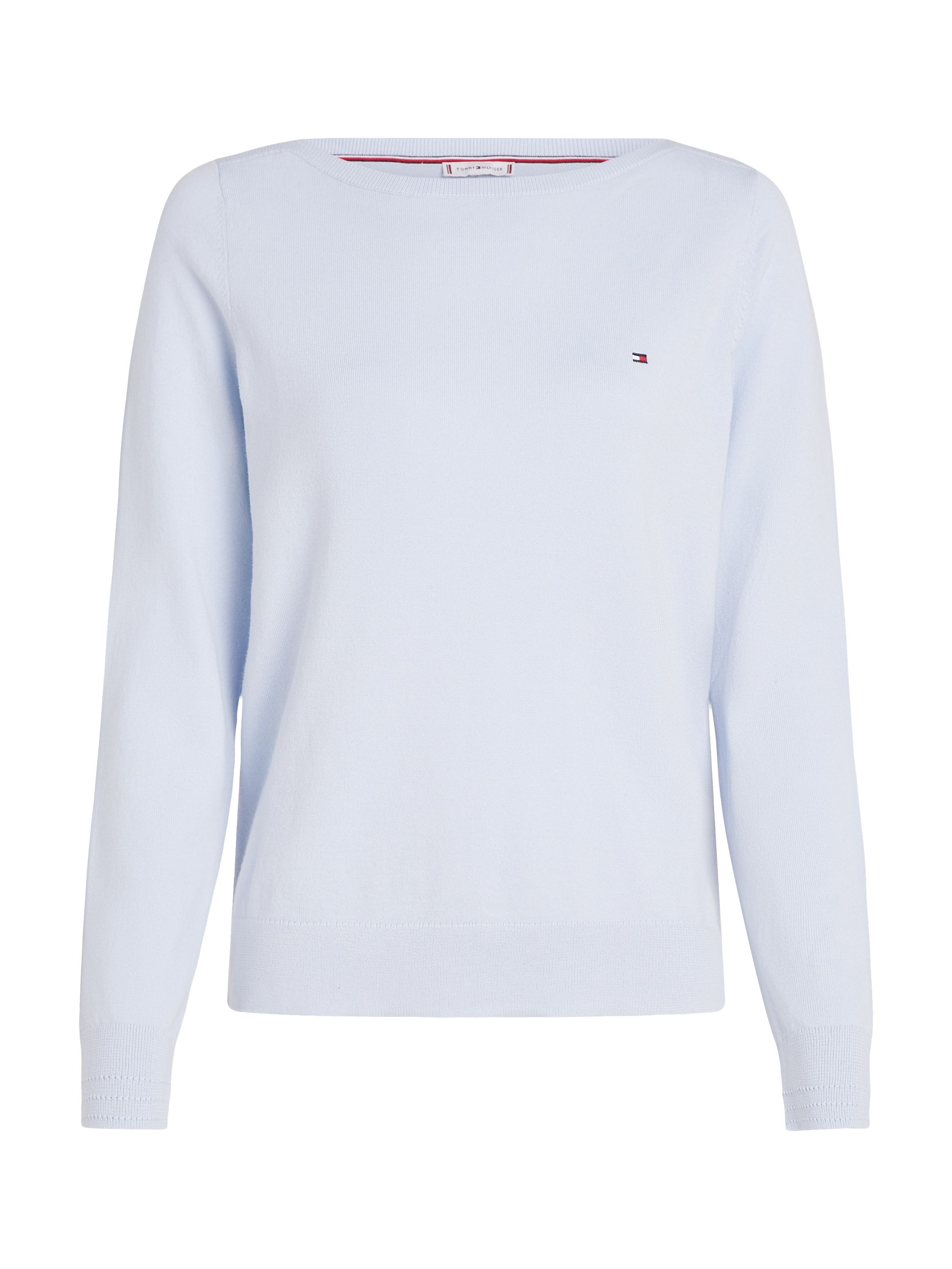 Tommy Hilfiger Strickpullover »CO JERSEY STITCH BOAT-NK SWEATER«, mit Tommy Hilfiger Logo-Flag am Ärmel