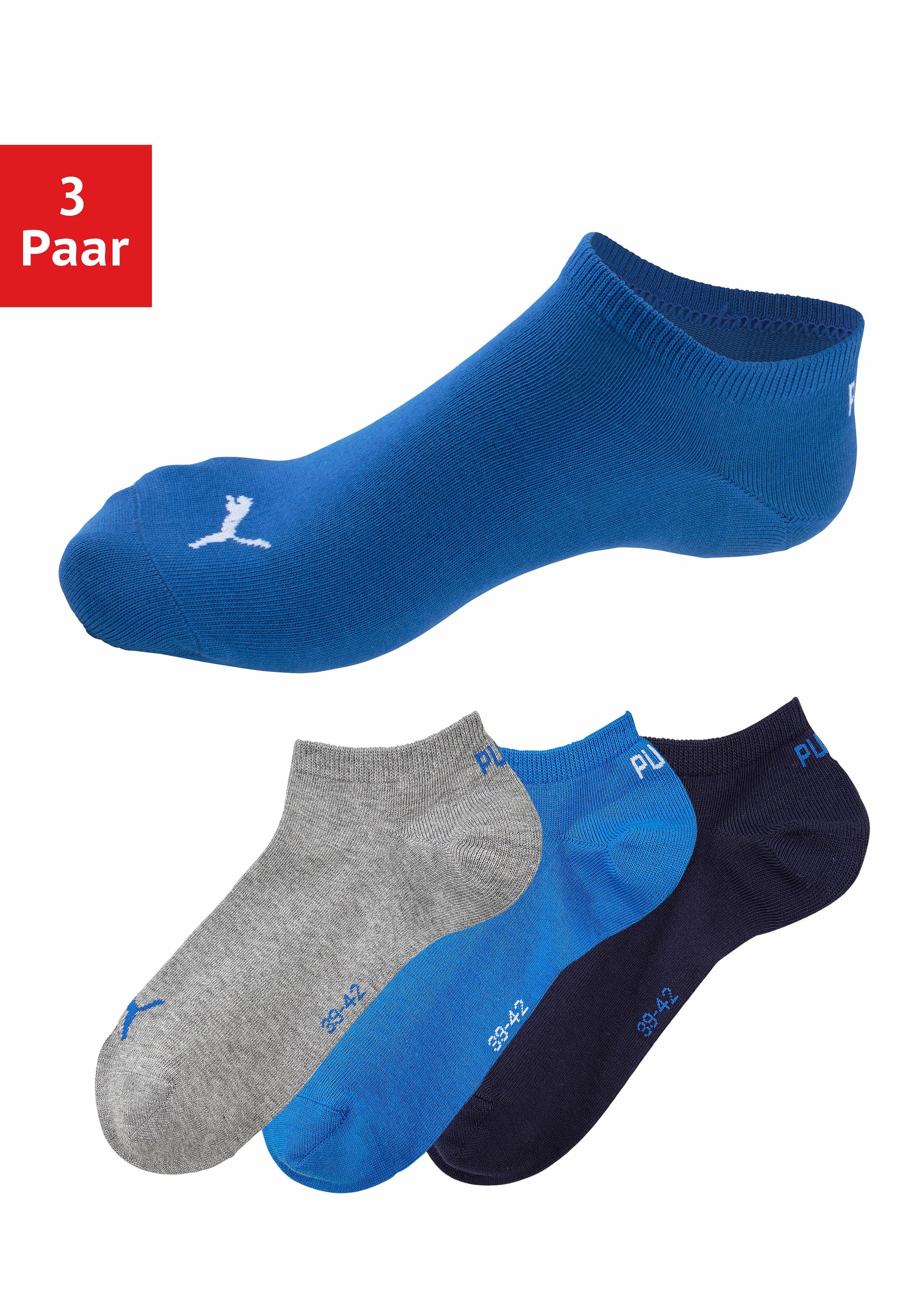 PUMA Sneakersocken, (3 Paar), mit eingestricktem Markenlogo