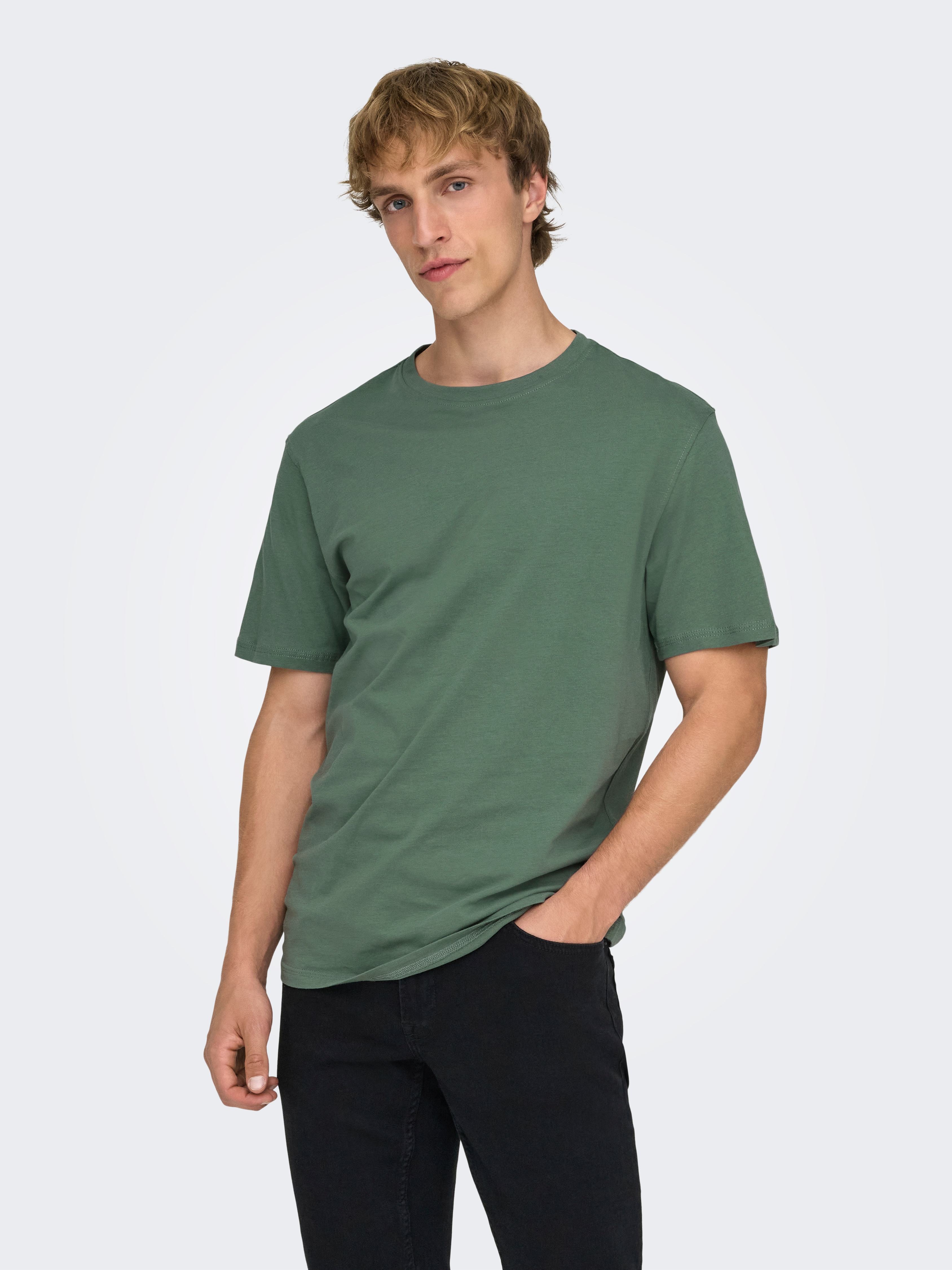 ONLY & SONS Rundhalsshirt "ONSMAX LIFE REG SS STITCH TEE" Baumwolle, normal geschnitten