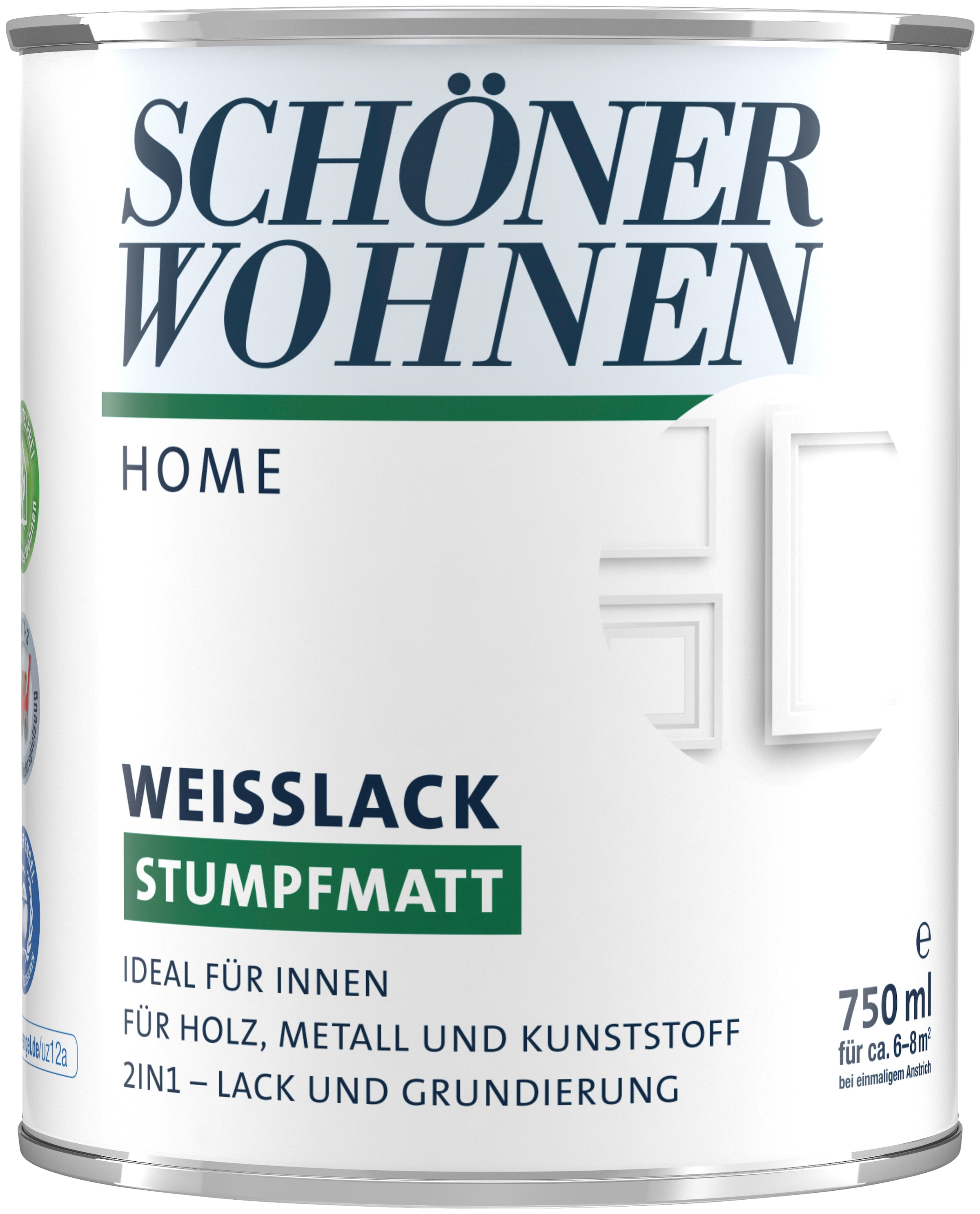 SCHÖNER WOHNEN FARBE Weißlack »Home«, 750 ml, weiß, stumpfmatt, vergilbungsbeständiger Acryllack