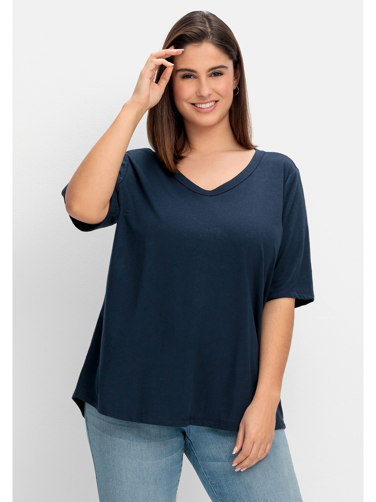 Sheego T-Shirt »Große Größen«, mit hinten der Print BAUR kaufen auf für Schulter 